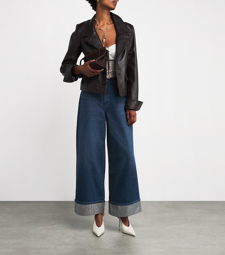 Rhinestone-Cuffs Sofie High-Rise Wide-Leg Jeans DWNJL Image 2