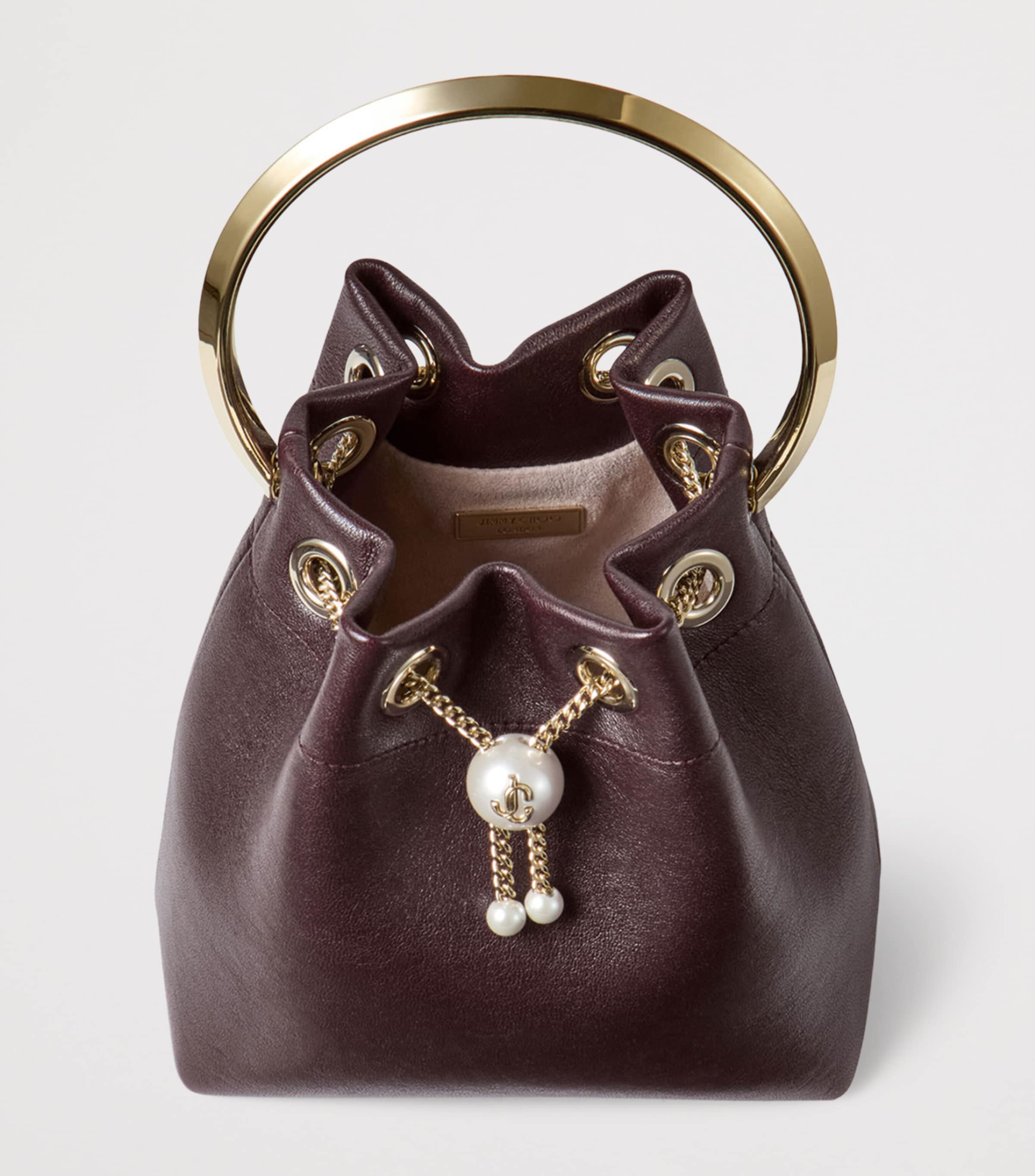 Leather Bon Bon Top-Handle Bag DEEP MERLOT/LIGHT GO Image 5