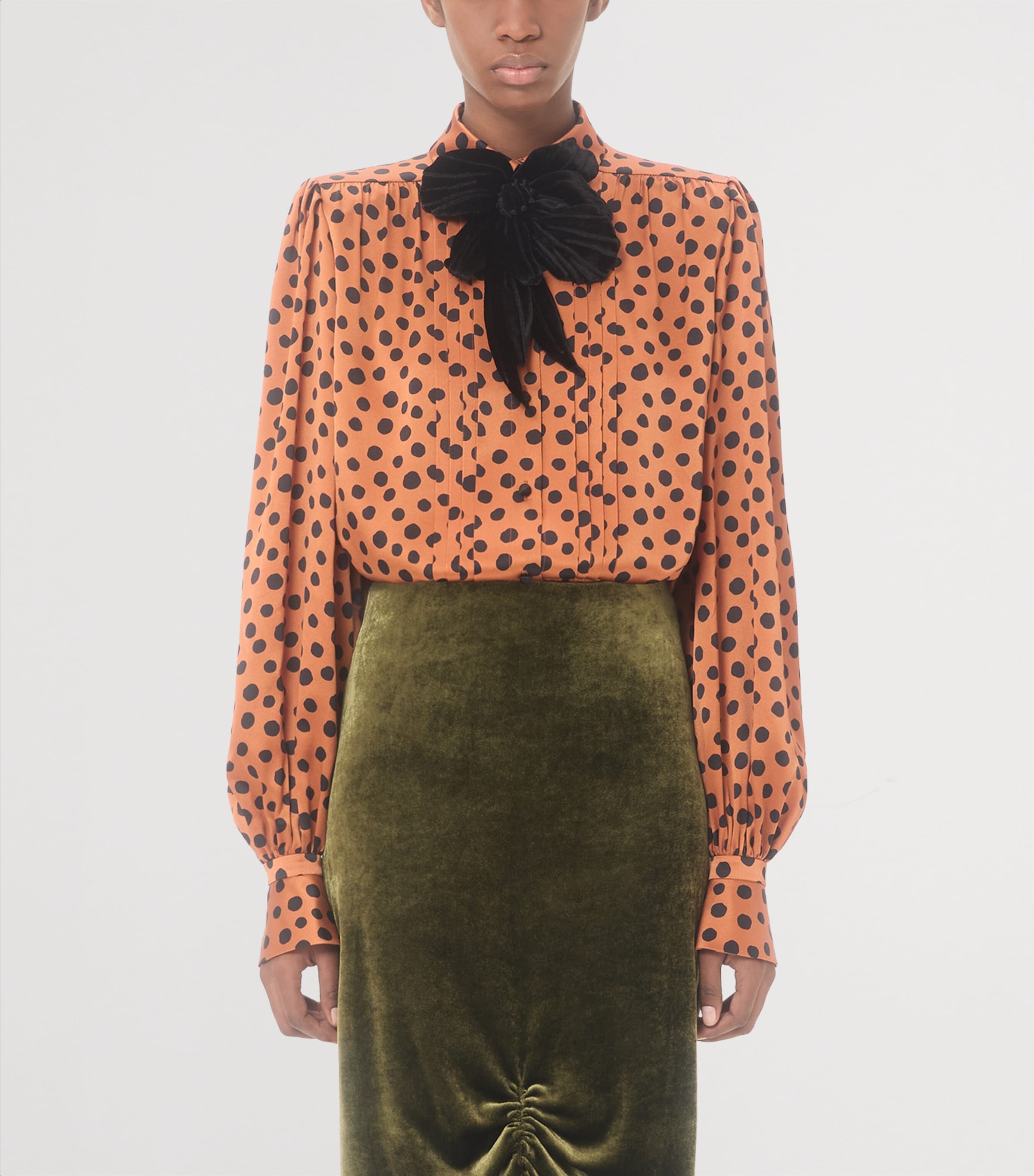 Valentino Womens Silk Polka-Dot Embroidered Blouse Image 2
