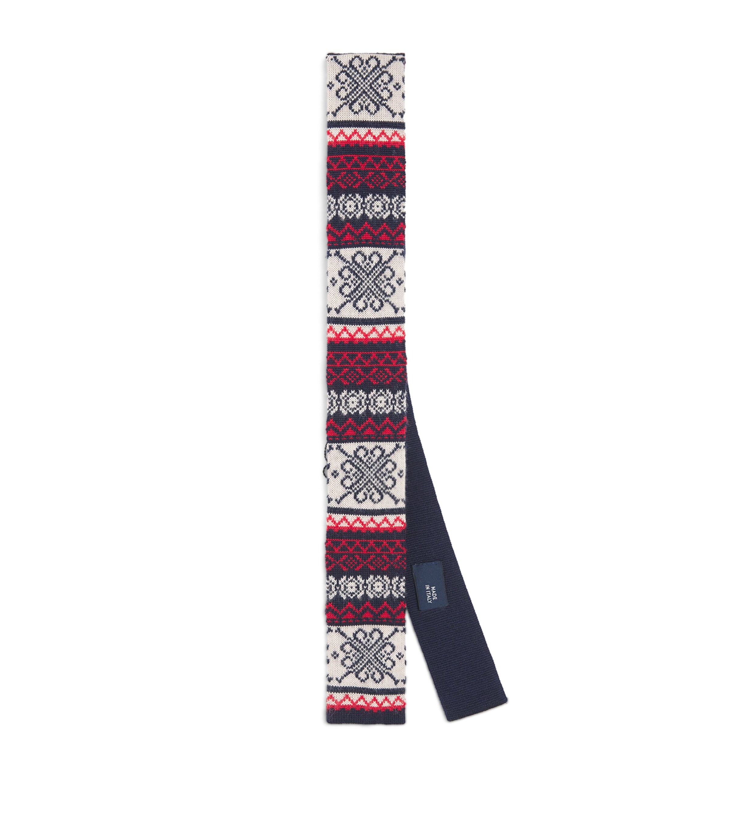 Wool Fair Isle-Knit Tie NAVY Image 1
