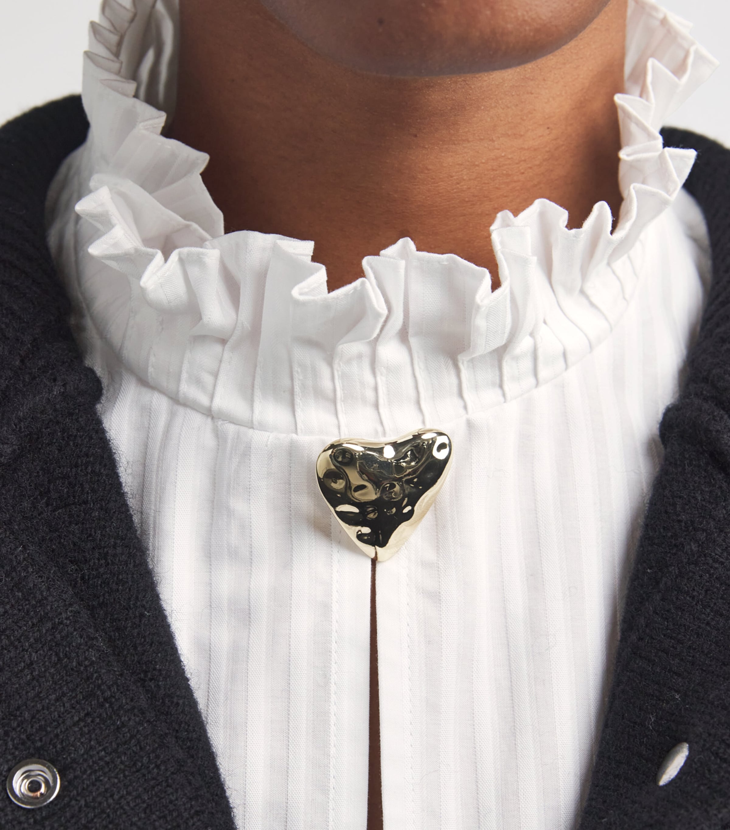 Cotton Ruffled Collar Blouse WHITE Image 6