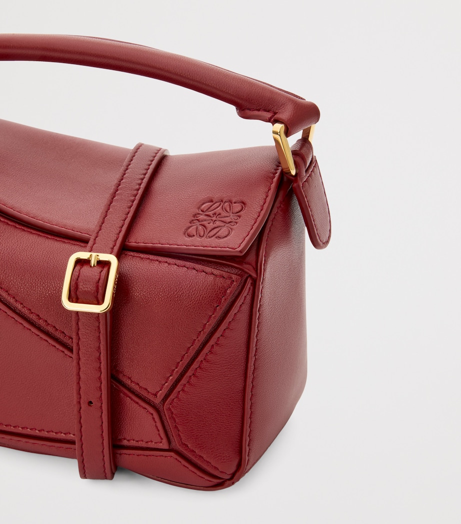 x Paula's Ibiza Mini Lambskin Puzzle Top-Handle Bag BURNT RED Image 11