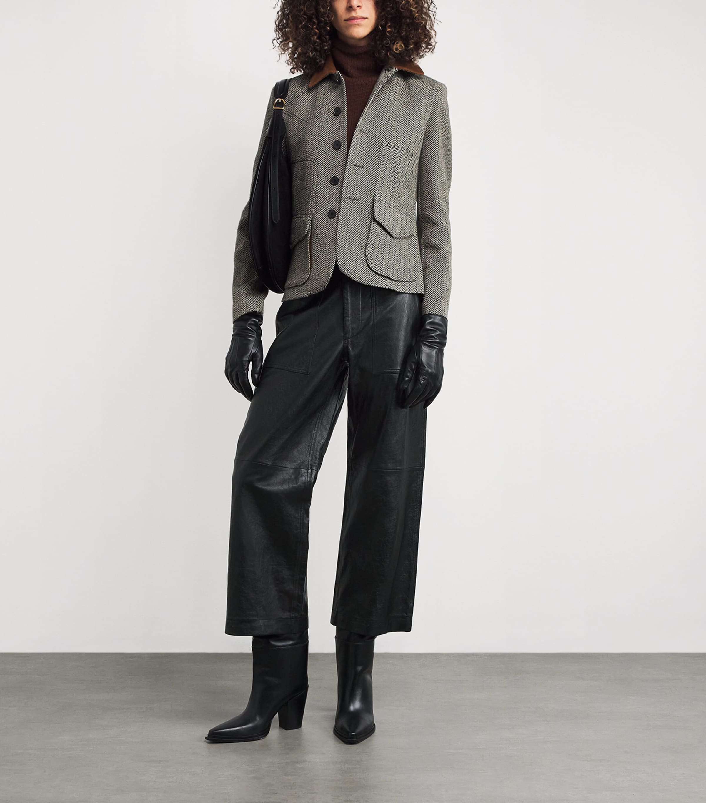 Lambskin Wide-Leg Trousers BLACK Image 2