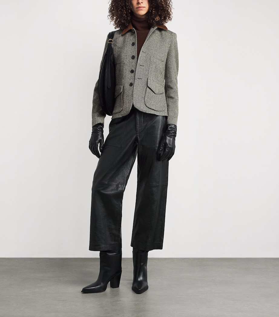 Lambskin Wide-Leg Trousers BLACK Image 2