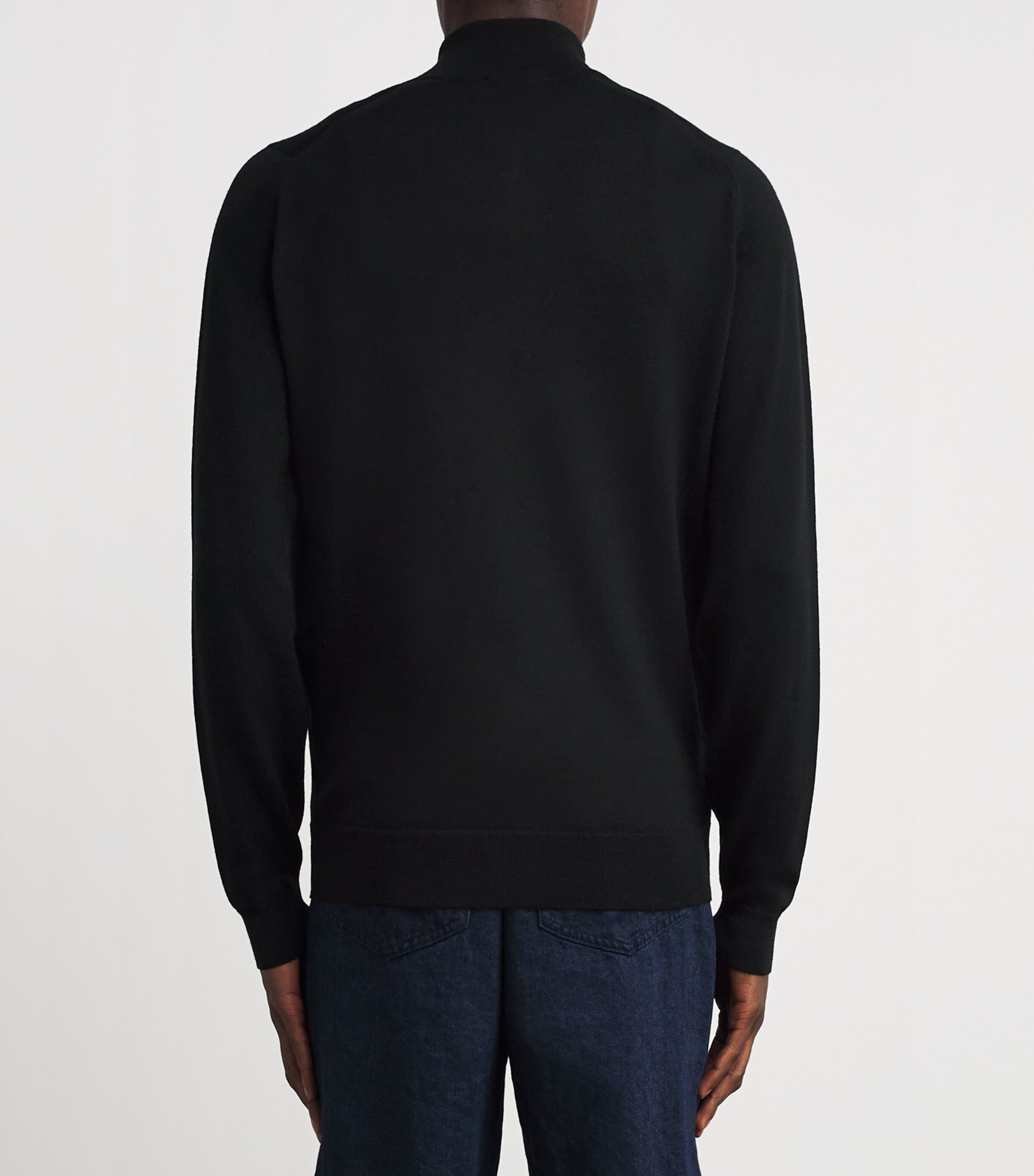 John Smedley Mens Extra Fine Merino Wool Half-Zip Tapton Sweater Black Image 4