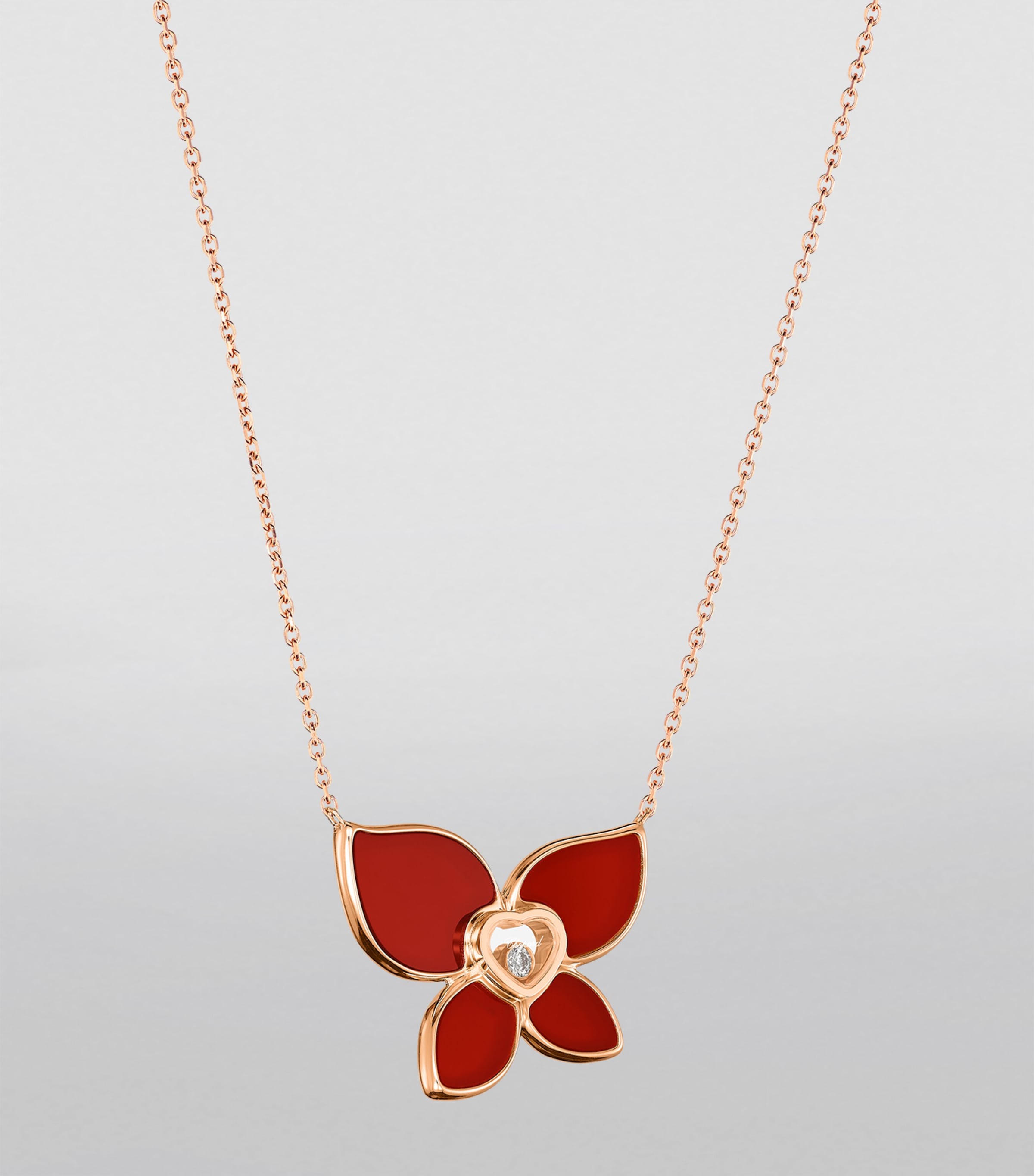 Chopard x Mariah Carey Rose Gold, Diamond and Carnelian Happy Butterfly Pendant Necklace Rose Gold Image 3