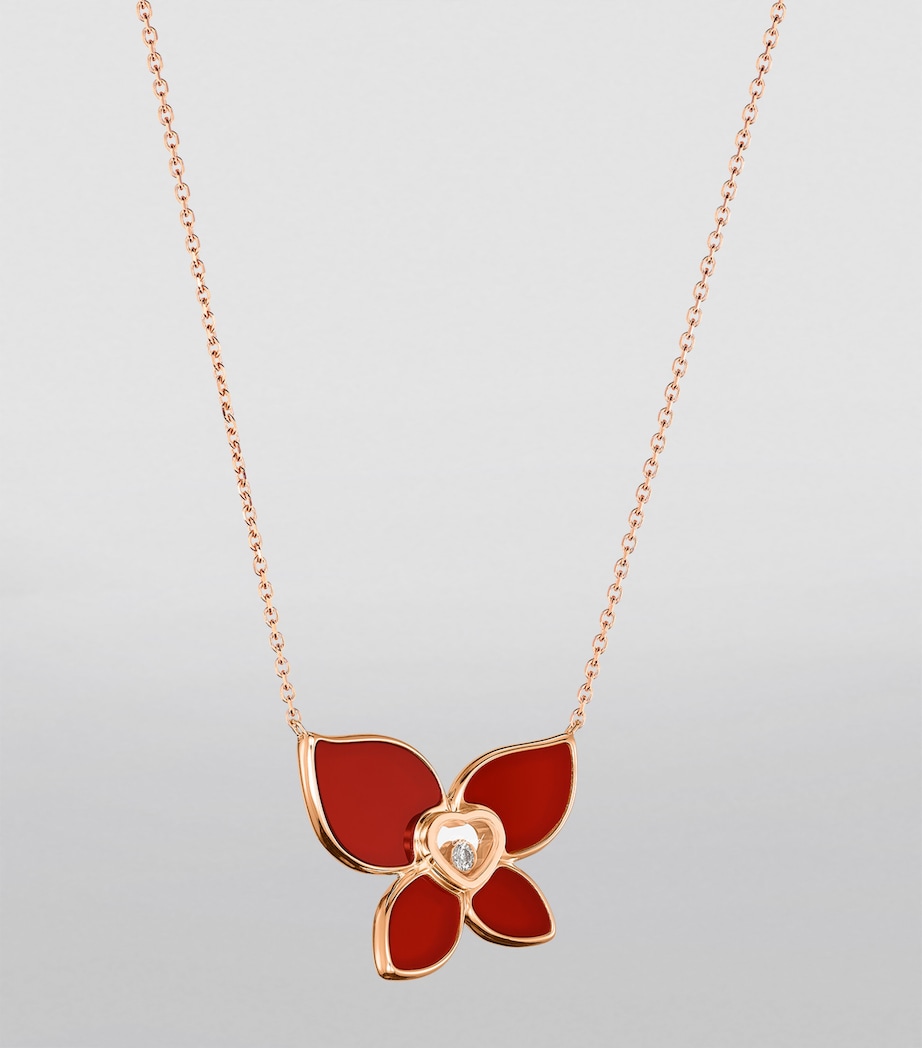 Chopard x Mariah Carey Rose Gold, Diamond and Carnelian Happy Butterfly Pendant Necklace Rose Gold Image 3