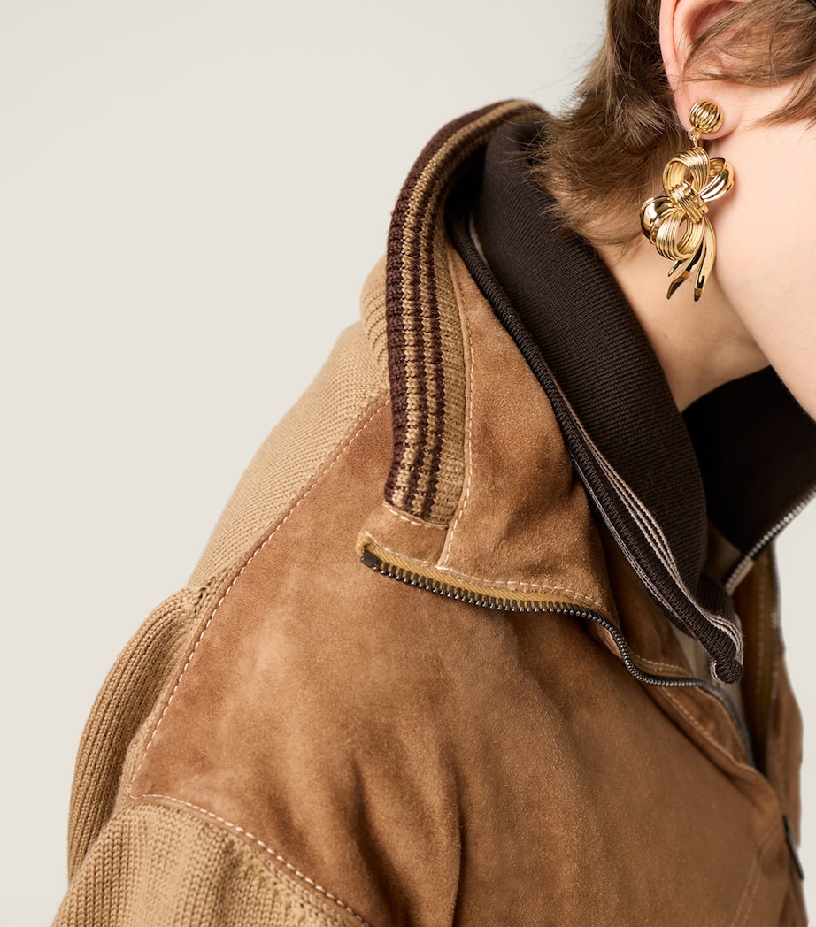 Wool-Leather Zip Cardigan F04V6 Image 5