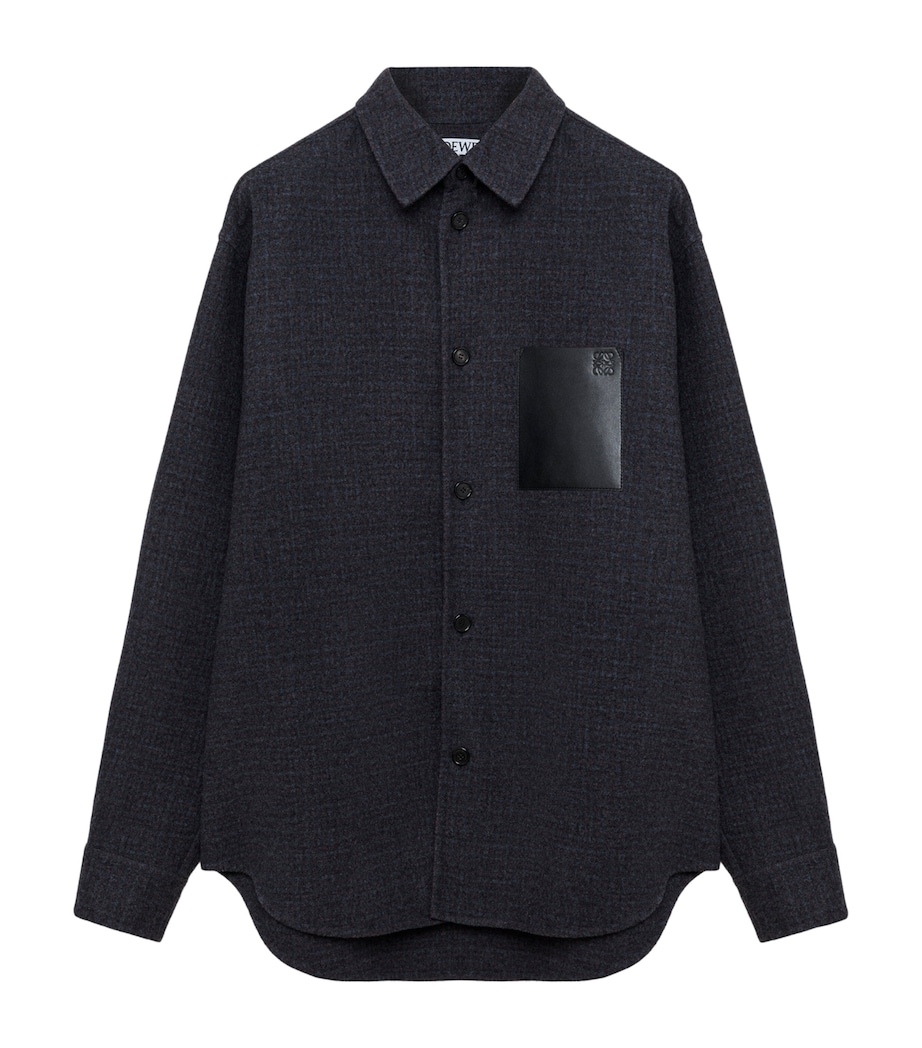 LOEWE Mens Pocket Anagram Overshirt Dark Navy Blue Image 1