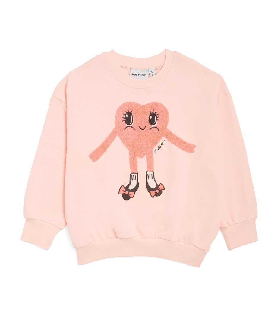 Mini Rodini Organic Cotton Heart in Shoes Chenille Sweatshirt (3-11 Years) Image 1