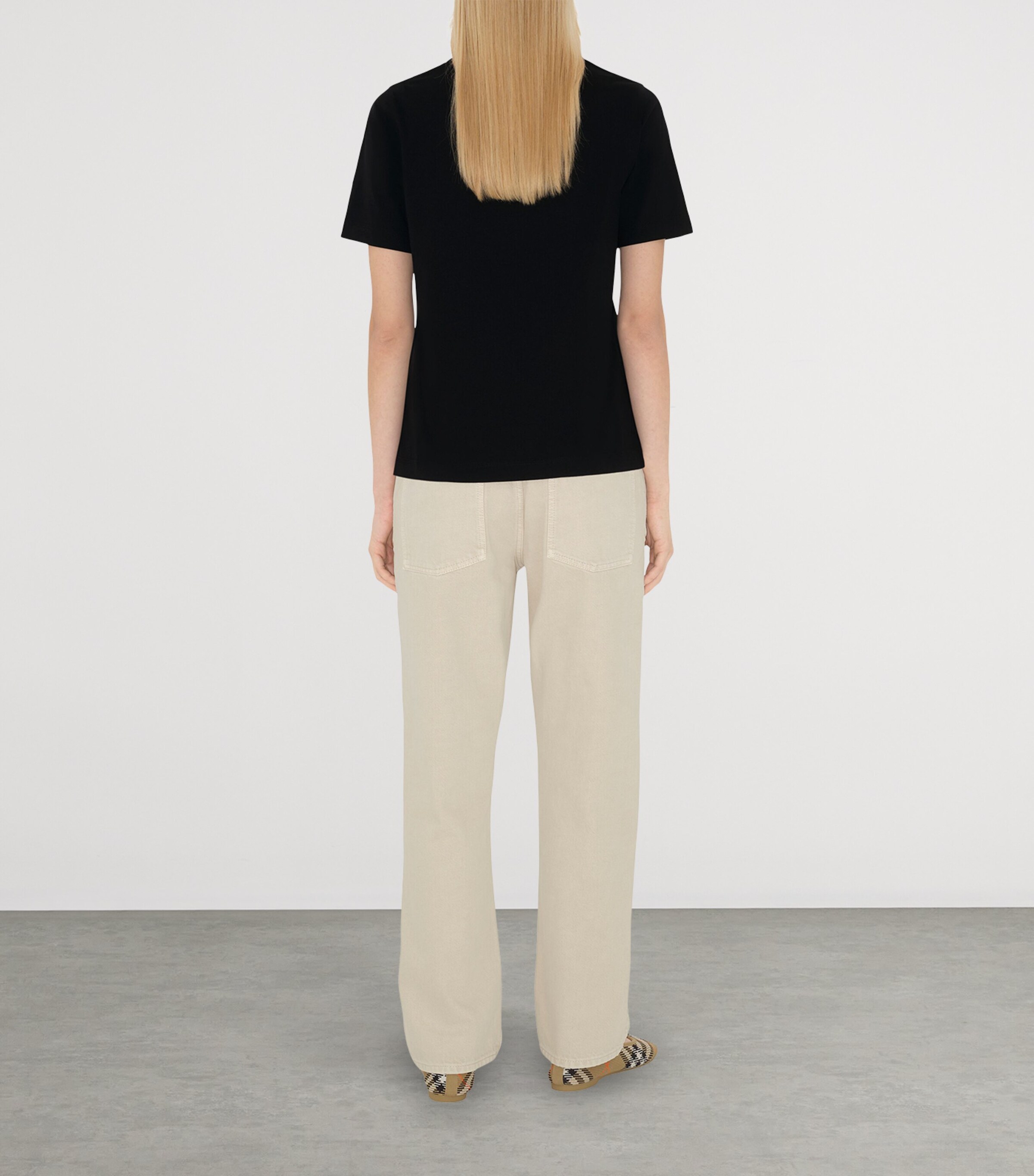 Cotton Check Label T-Shirt BLACK Image 3