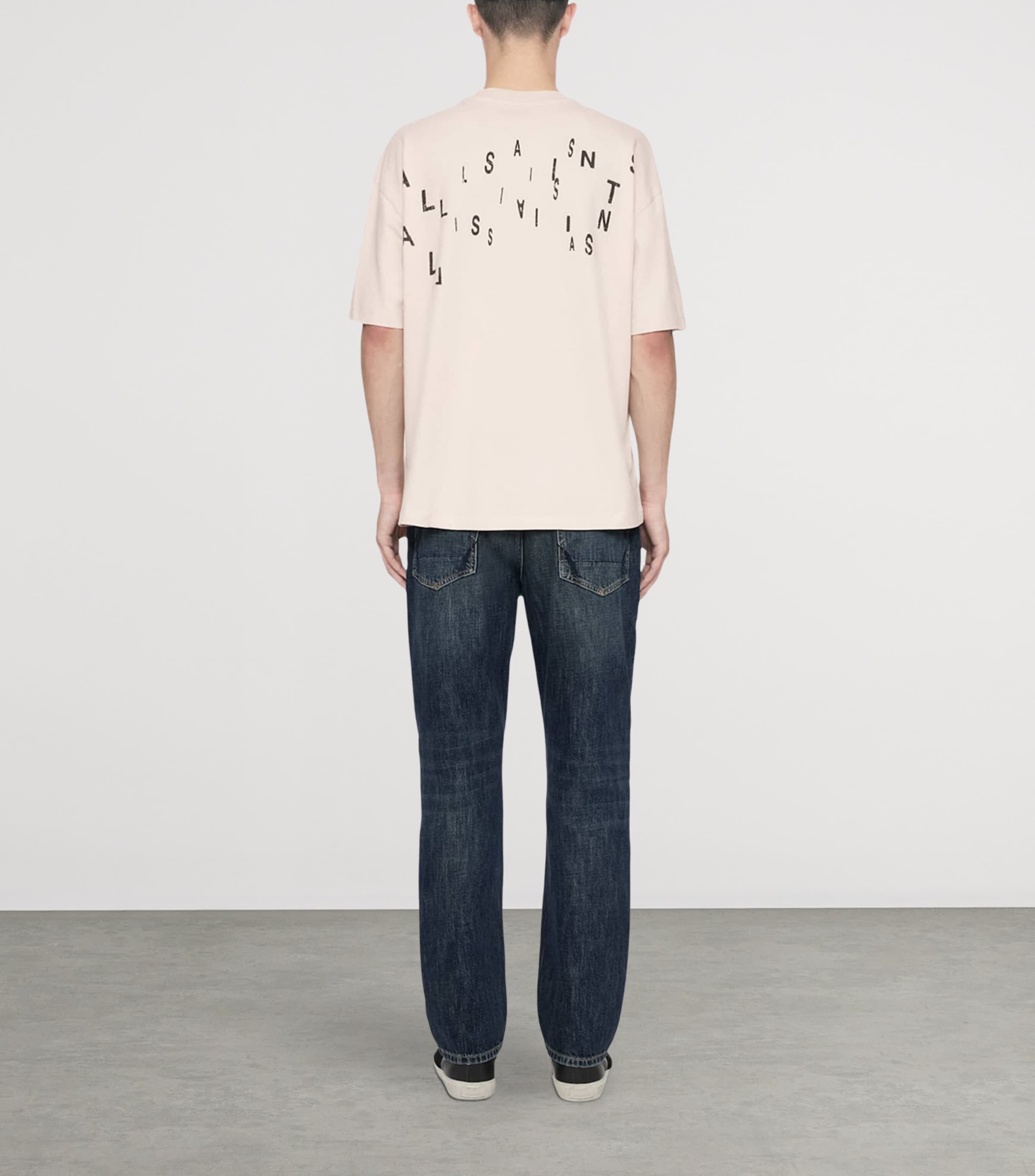 AllSaints Mens Organic Cotton Shadow T-Shirt Taupe White Image 7