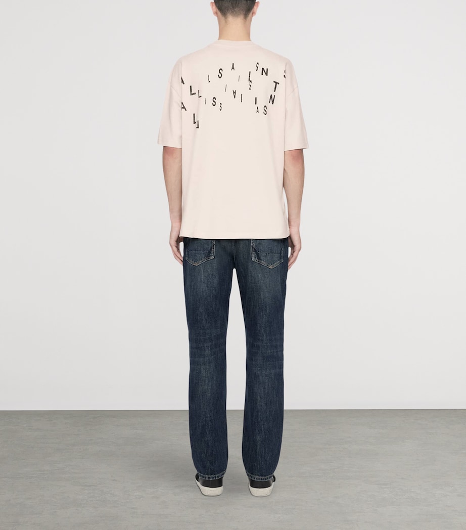 AllSaints Mens Organic Cotton Shadow T-Shirt Taupe White Image 7