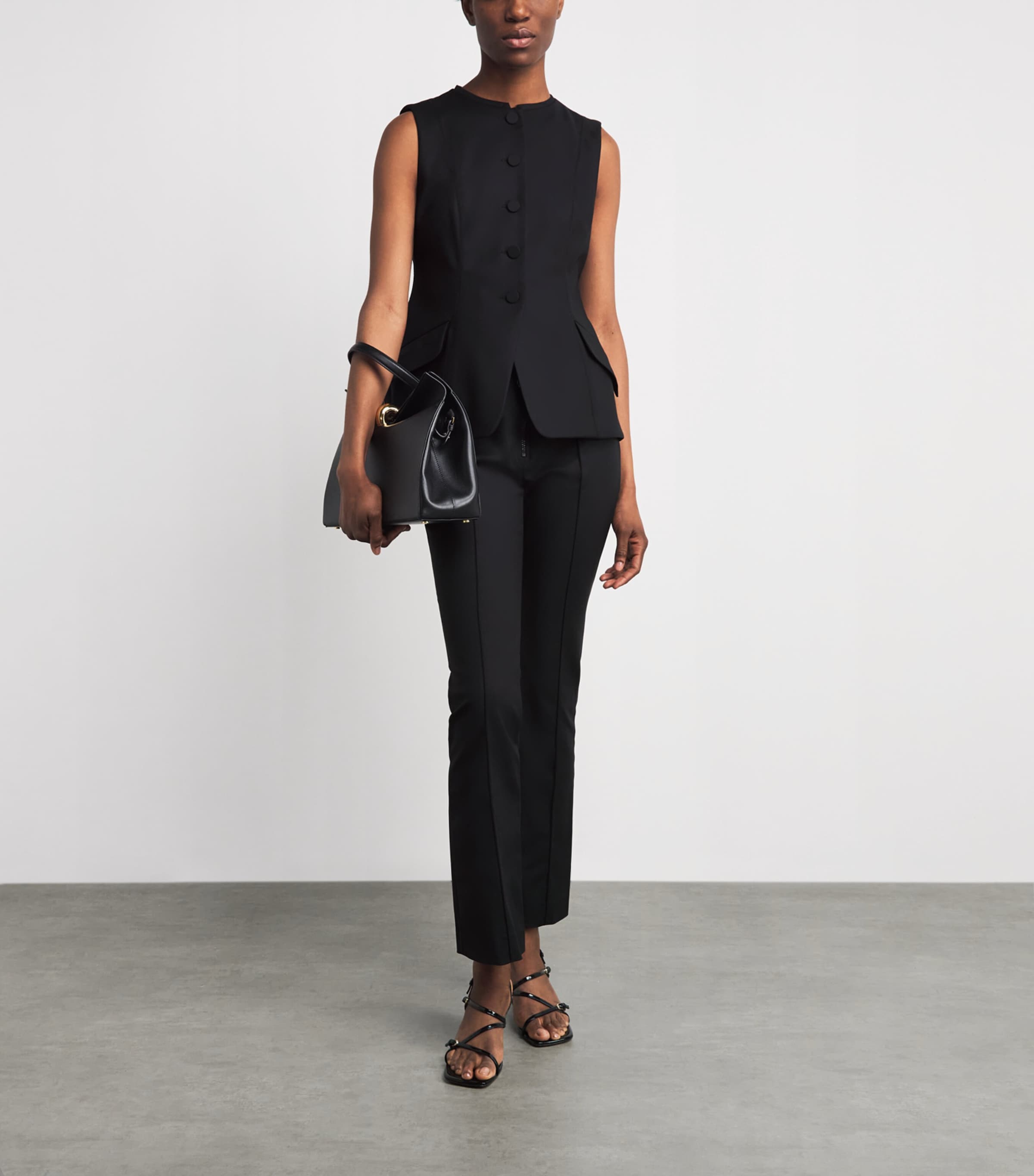 Sandro Paris Womens Zip-Up Flared Trousers Black Image 2