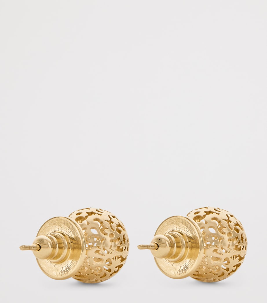 Jimmy Choo Lace Sphere Logo Stud Earrings Gold Image 3