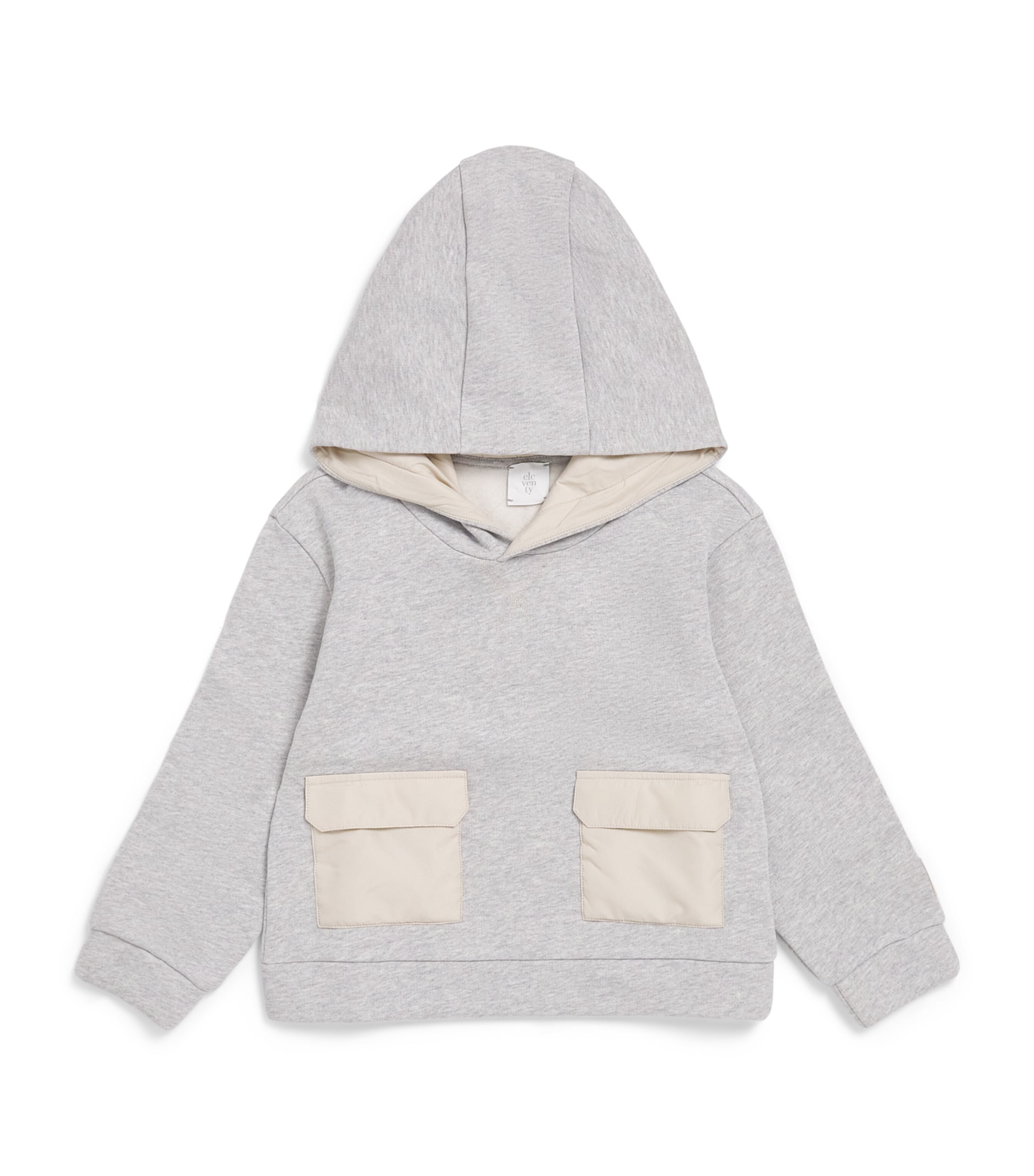 Eleventy Kids Cotton Twin-Pocket Hoodie (2-16 Years) Gri Ch.mel/be Image 1