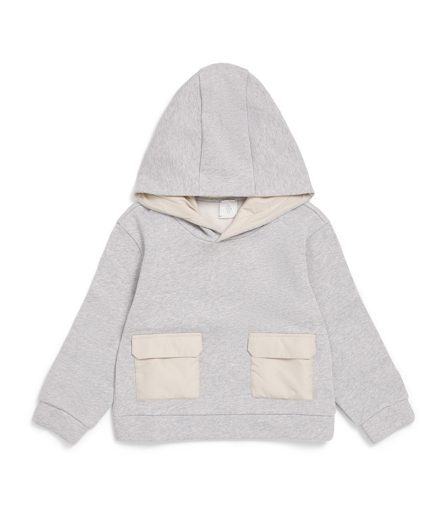 Eleventy Kids Cotton Twin-Pocket Hoodie (2-16 Years) Gri Ch.mel/be Image 1