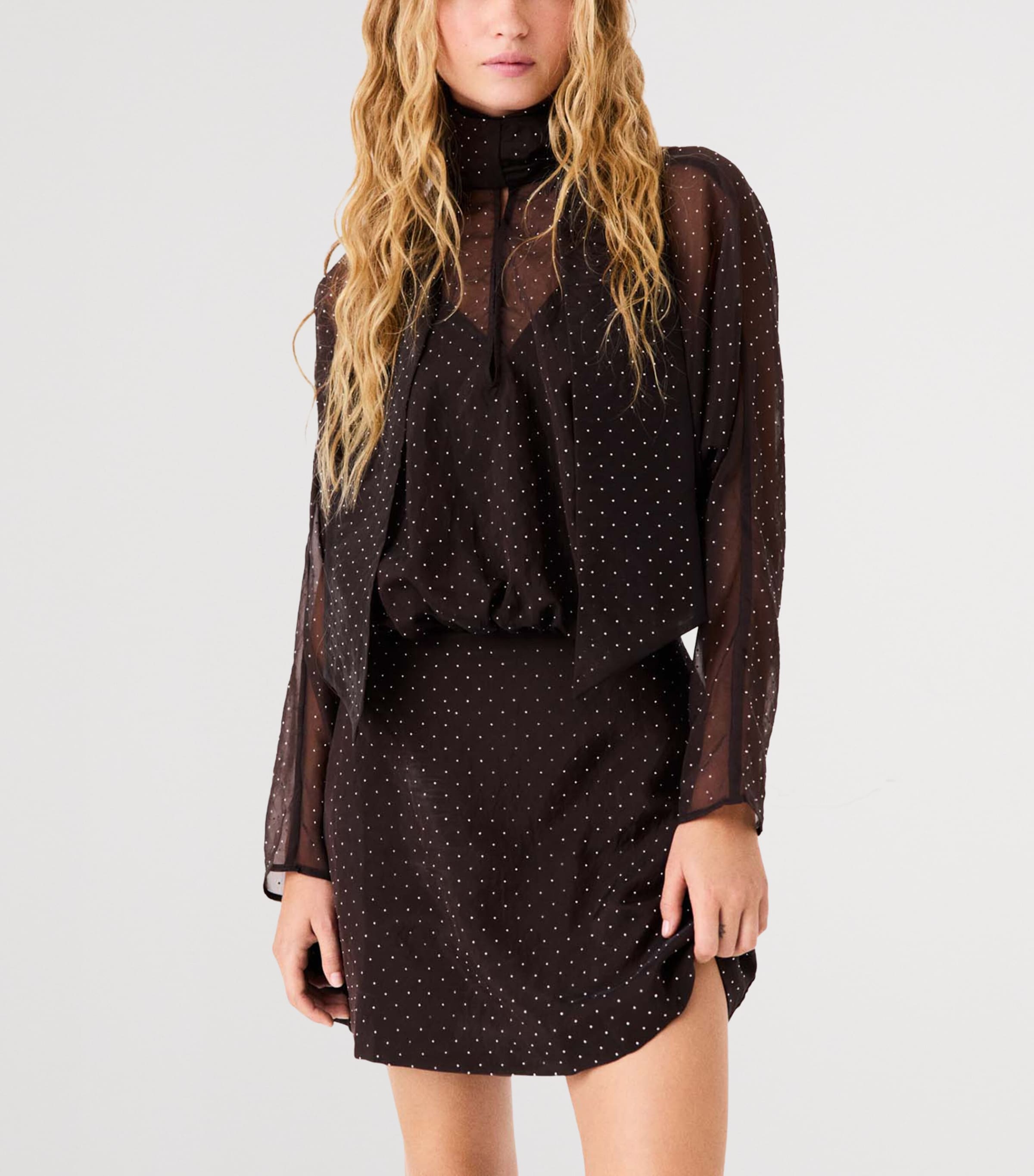 Maje Womens Embellished Mini Dress Dark Brown Image 5