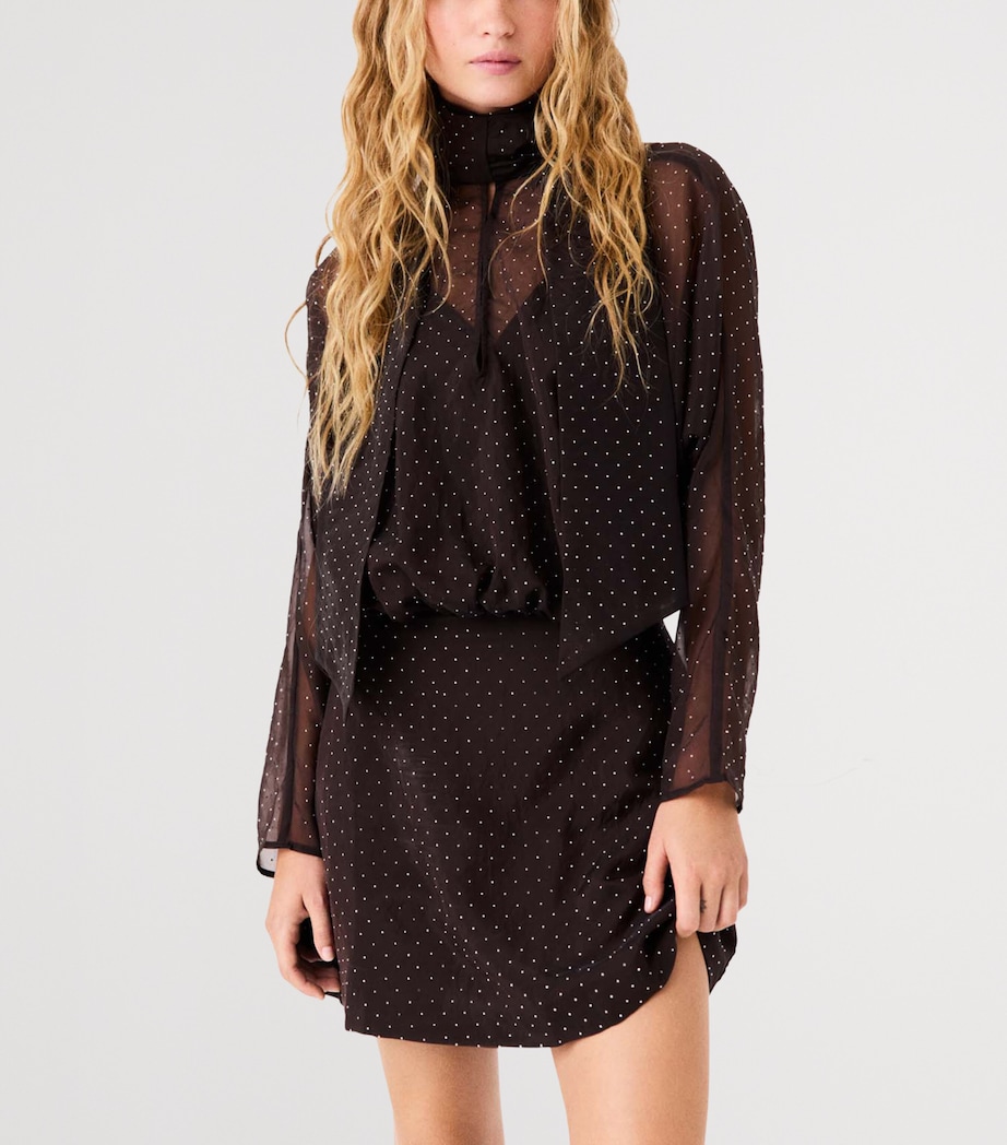 Maje Womens Embellished Mini Dress Dark Brown Image 5