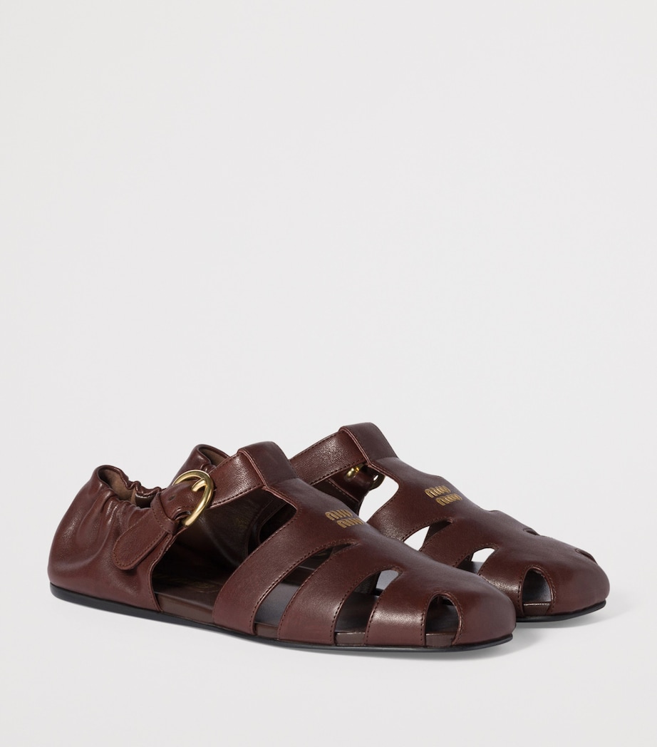 Miu Miu Nappa Leather Fisherman Sandals Brown Image 2