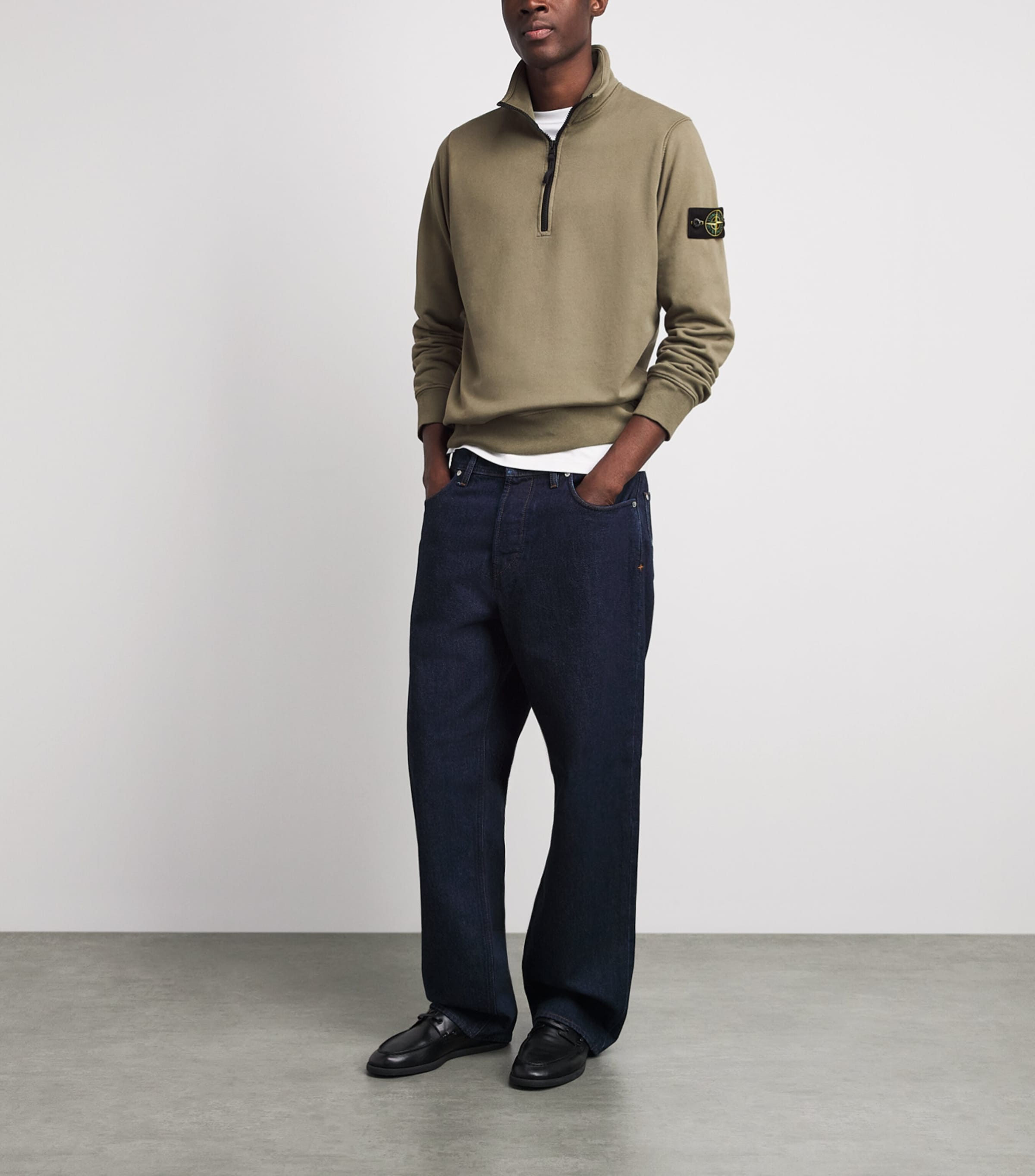 Stone Island Mens Cotton Half-Zip Compass Sweatshirt Image 2