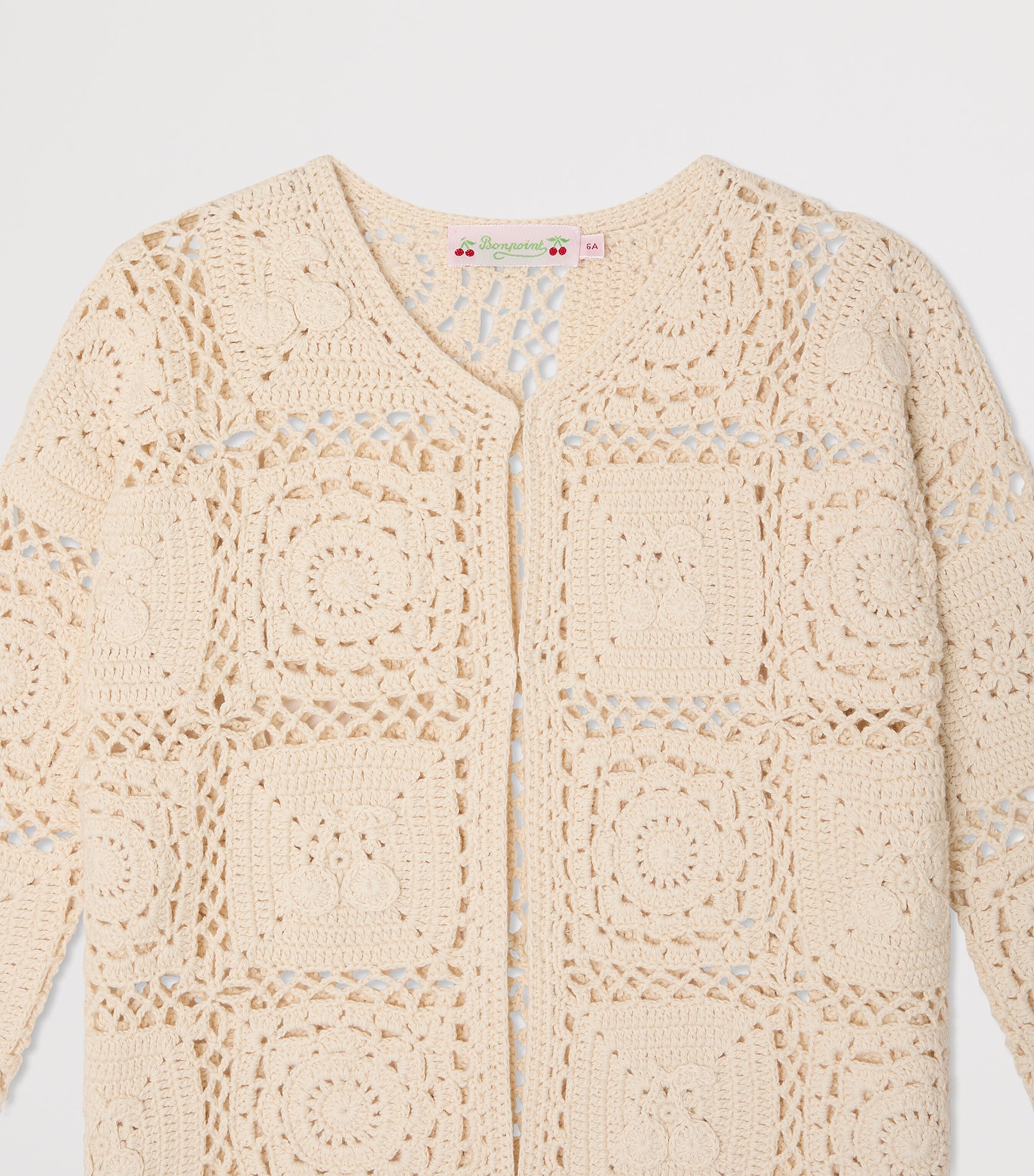 Bonpoint Cotton Crochet Cardigan (10-14 Years) Upb Ecru Image 3