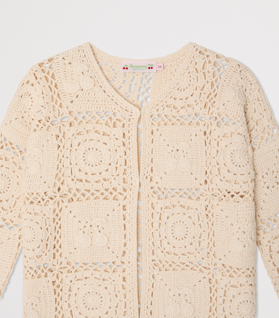 Bonpoint Cotton Crochet Cardigan (10-14 Years) Upb Ecru Image 3