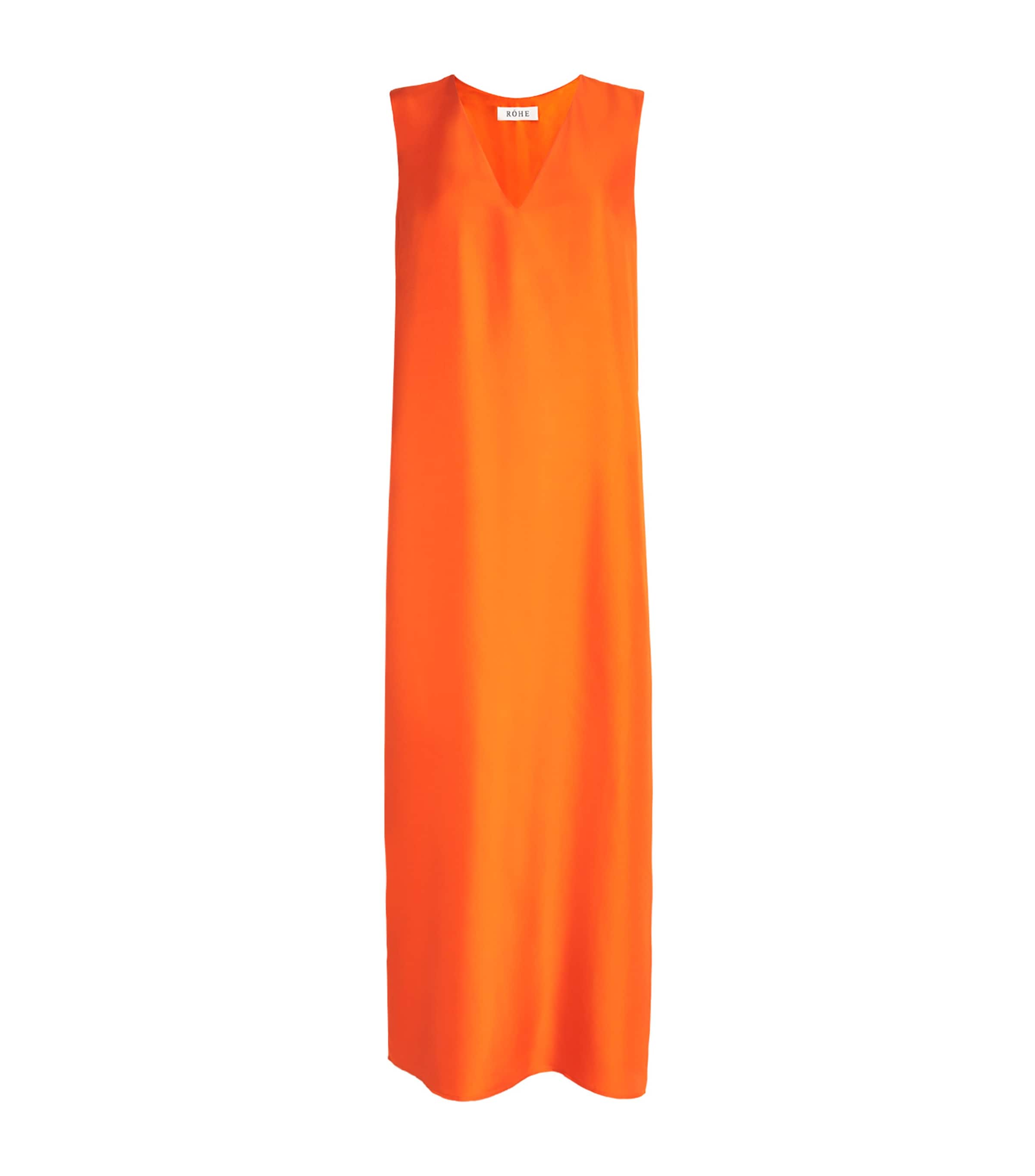 Rohe Silk V-neck Midi Dress In Orange