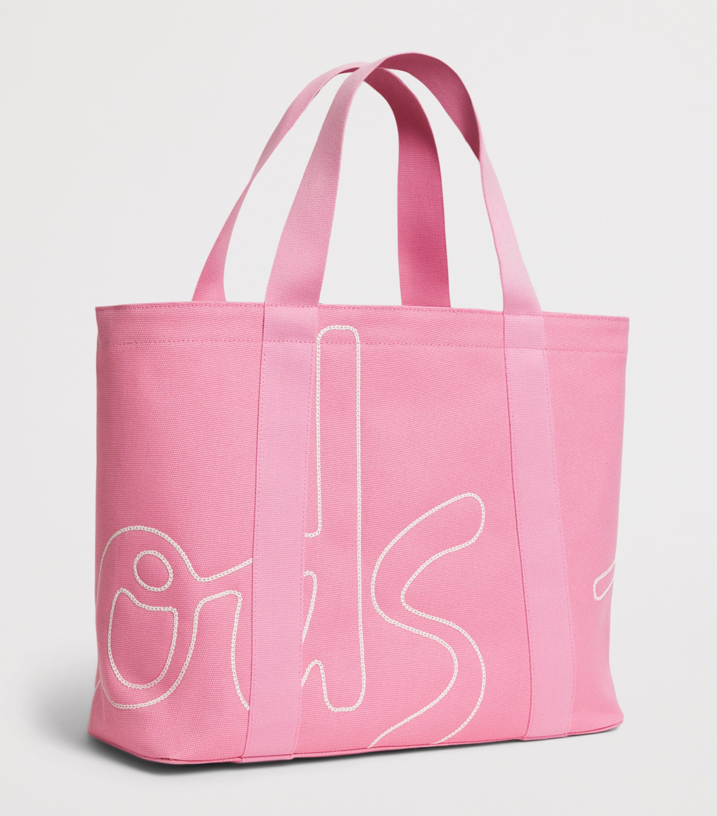 Medium Cotton Logo Tote Bag PINK Image 3