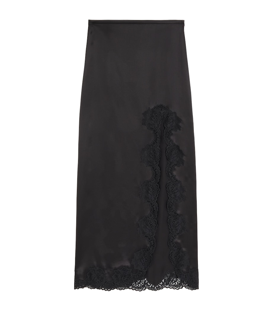 Valentino Womens Silk Lace-Trim Midi Skirt Image 1