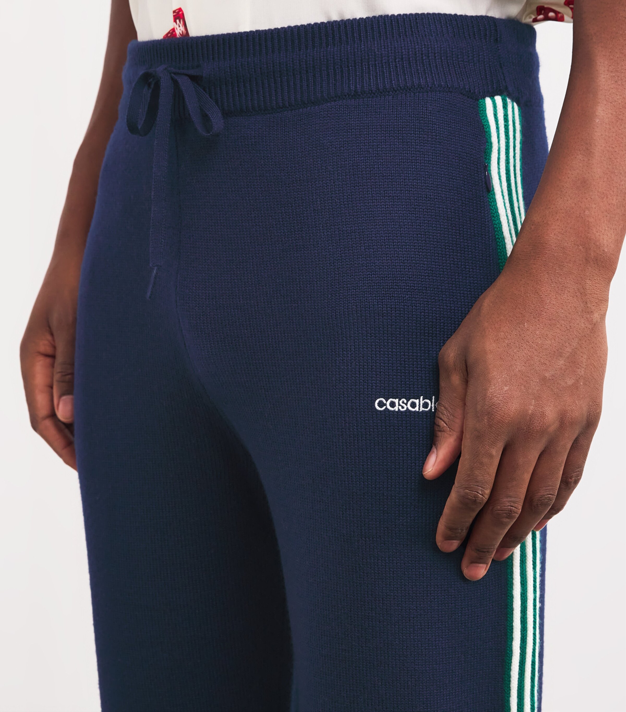 Casablanca Mens Merino Wool Tennis Trousers Navy Image 6