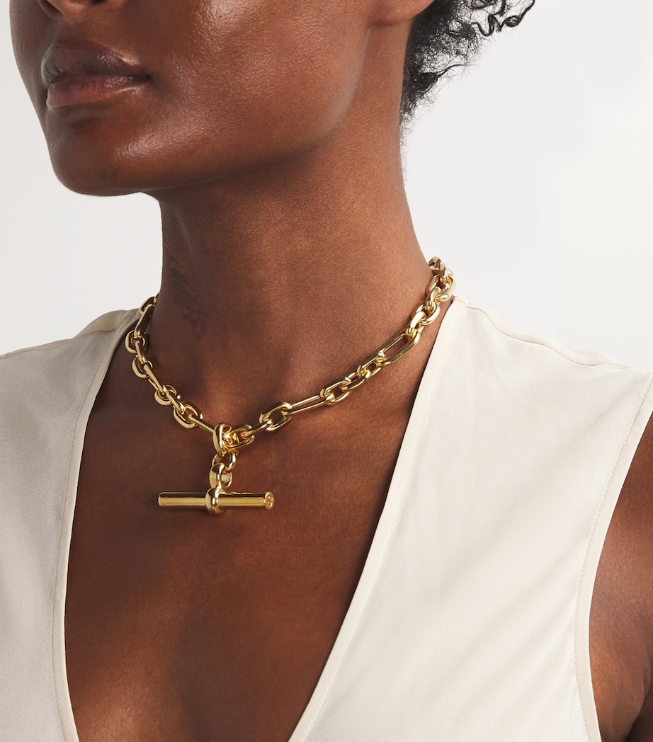 TILLY SVEAAS Gold-Plated T-Bar Watch Chain Necklace Gold Image 2