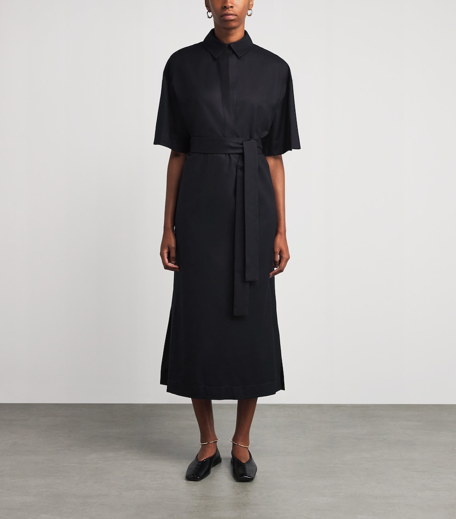 Wool Francesca Midi Shirt Dress 0350 - NAVY BLUE Image 3