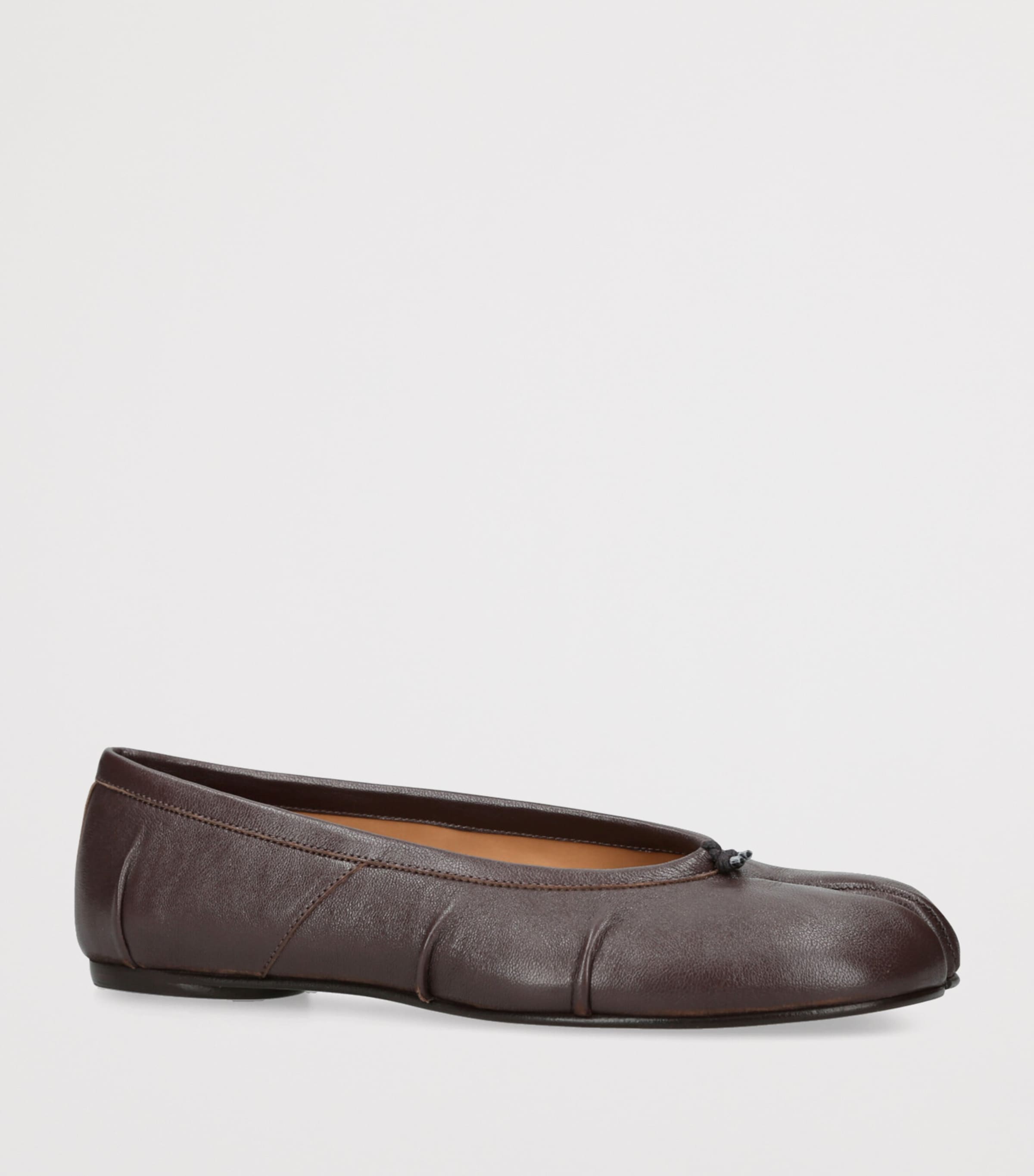 Maison Margiela Leather Tabi Ballet Flats Dark Brown Image 3