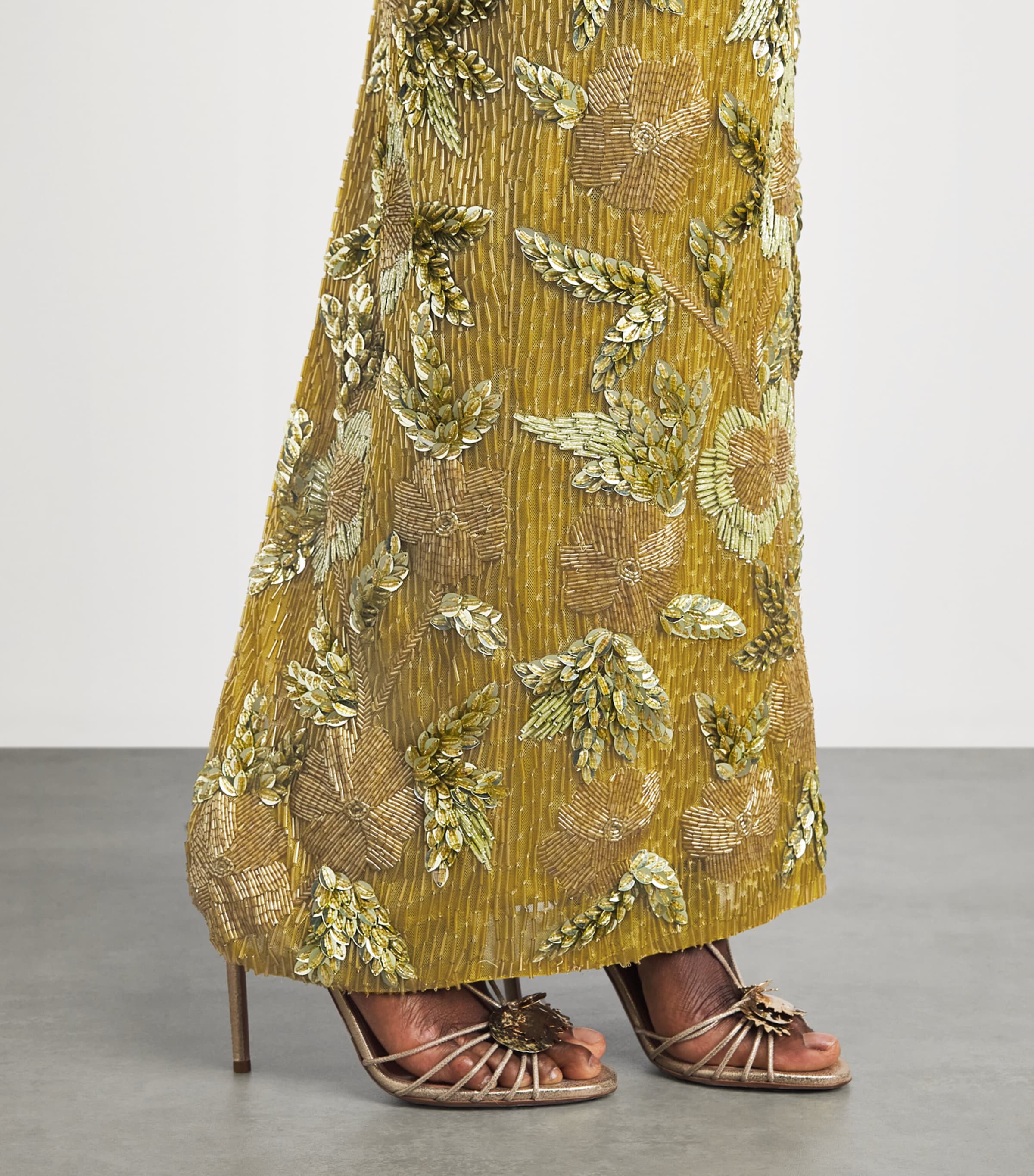 Rachel Gilbert Womens Embellished Pierre Gown Moss Image 3