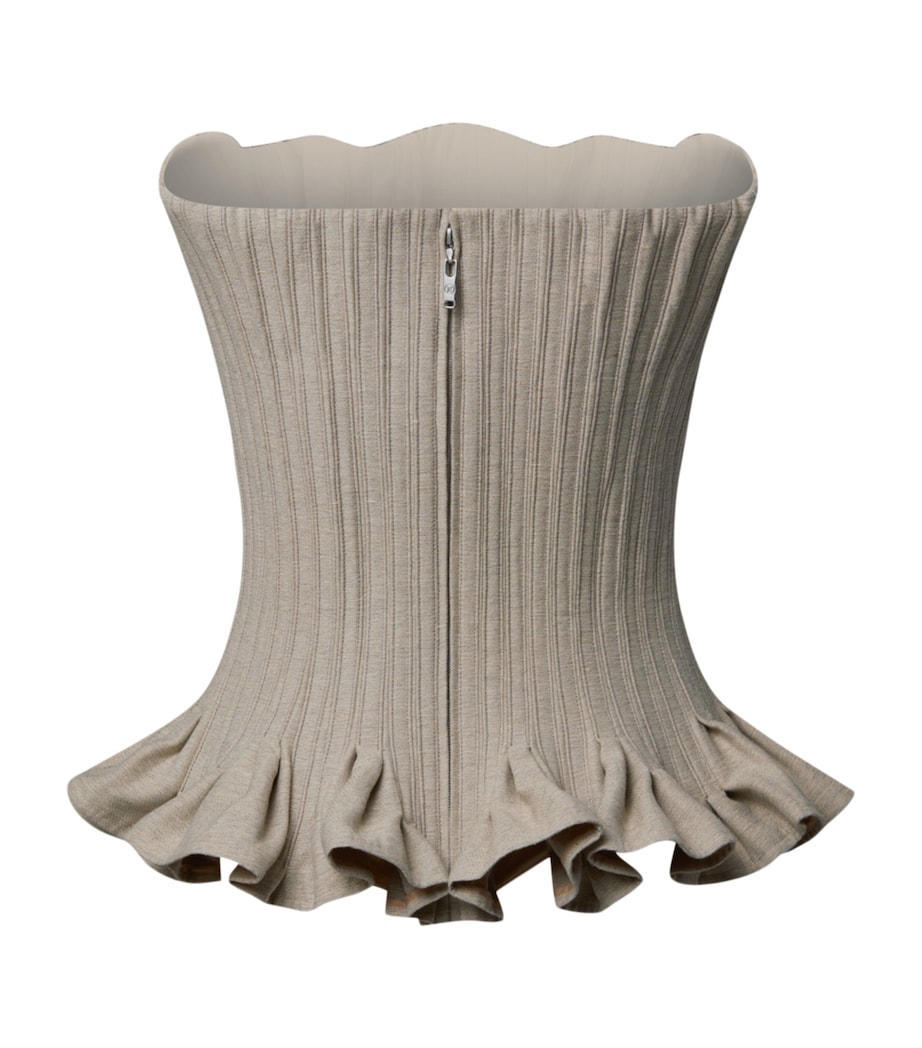 LOUIS VUITTON Womens Silk-Blend Ruched Corset Top Taupe Image 2