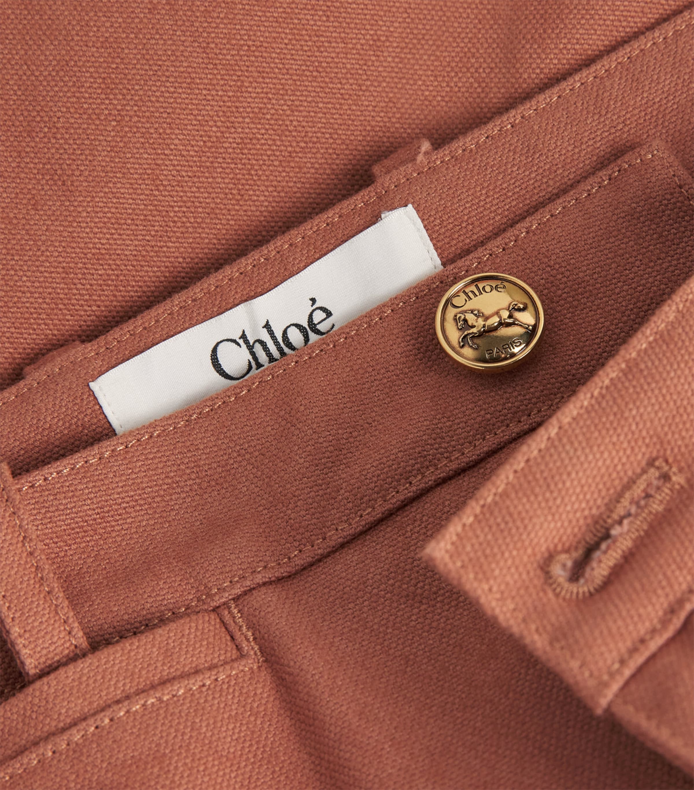 Chloé Womens Cotton Canvas Flared Trousers Nougat Image 2