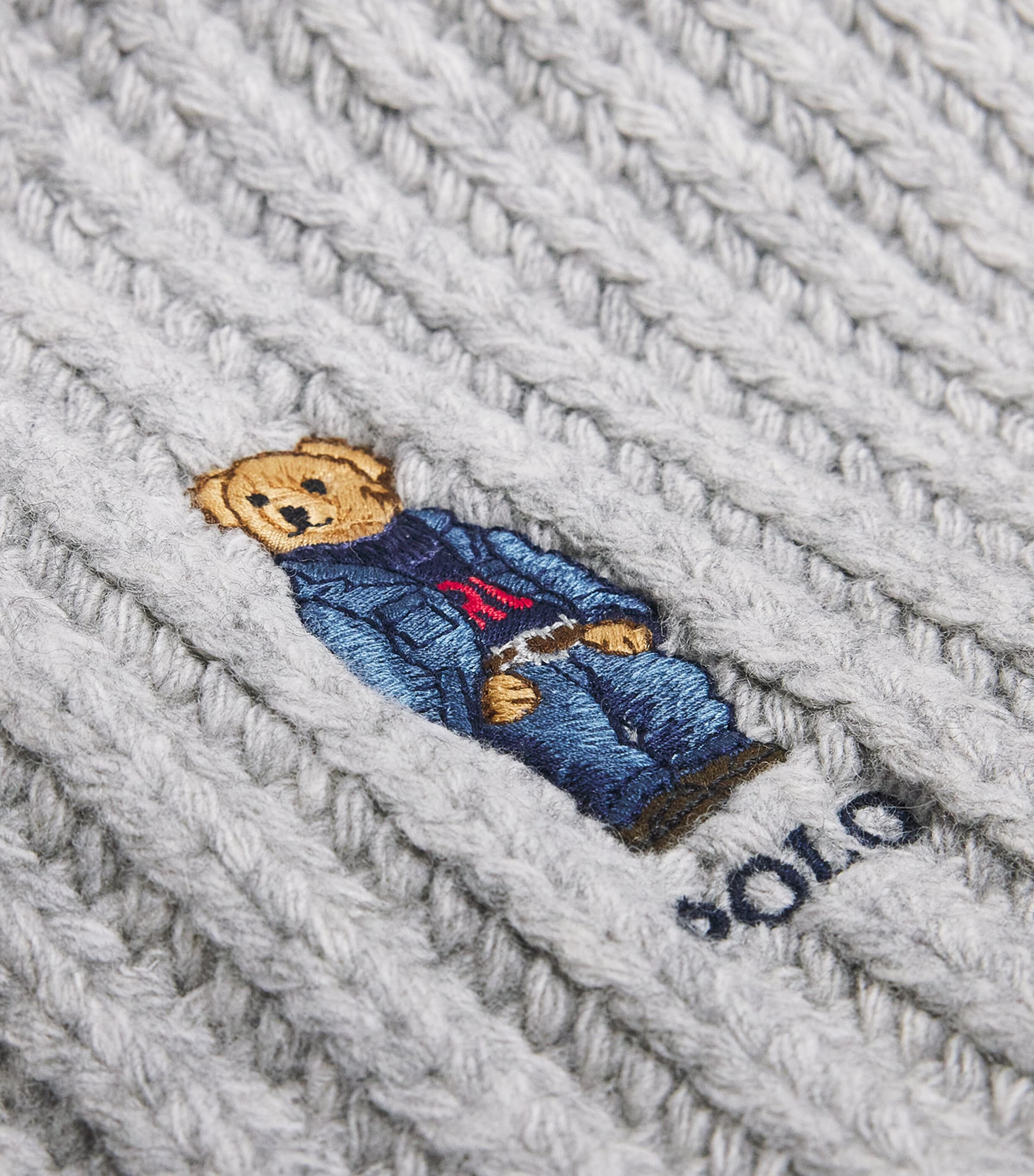 Wool-Blend Polo Bear Scarf GREY Image 4