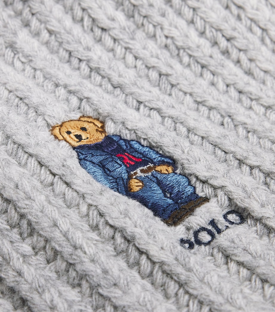 Wool-Blend Polo Bear Scarf GREY Image 4