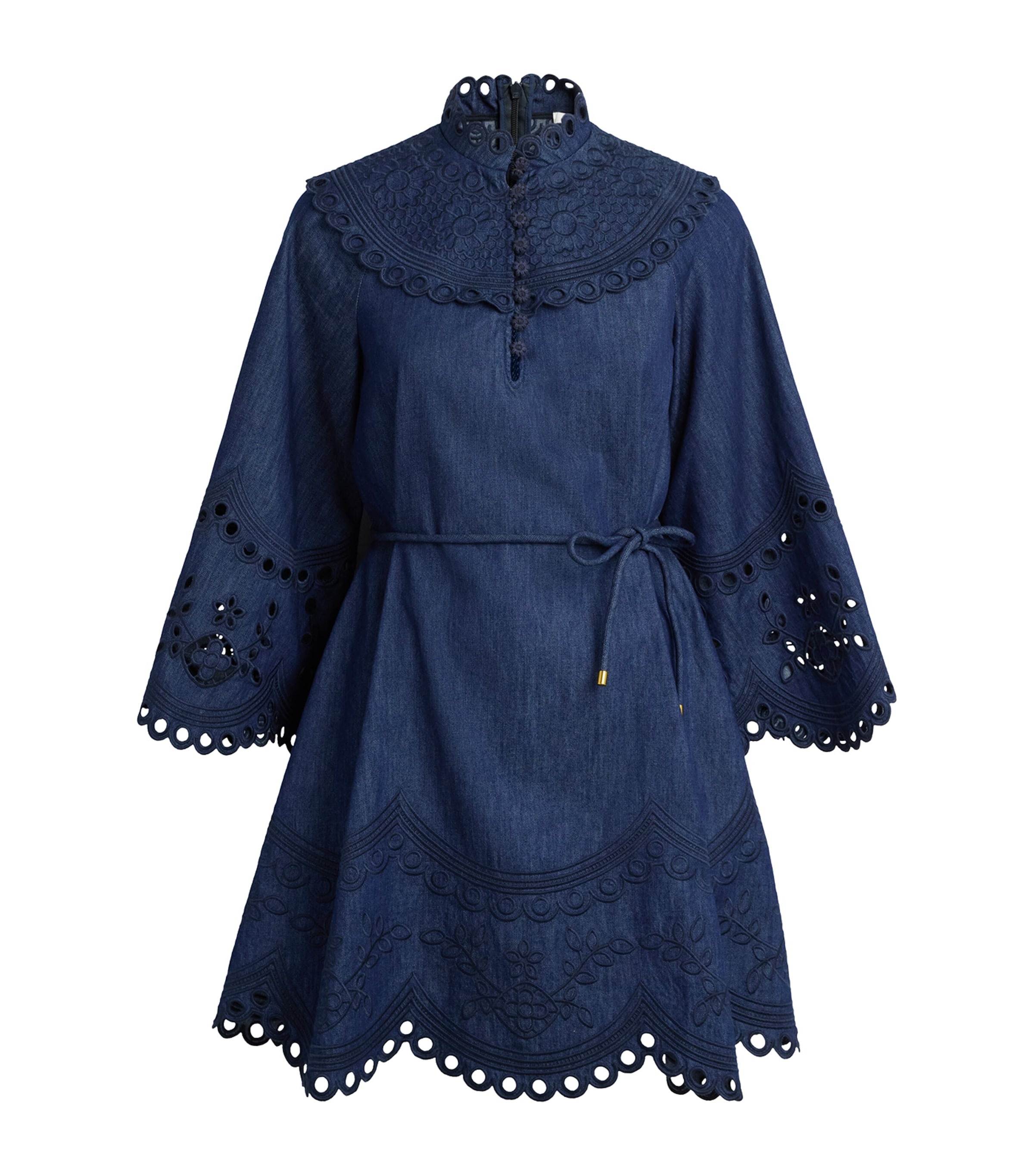 Zimmermann Womens Denim Broderie Mahon Mini Dress Ink Ink Image 1