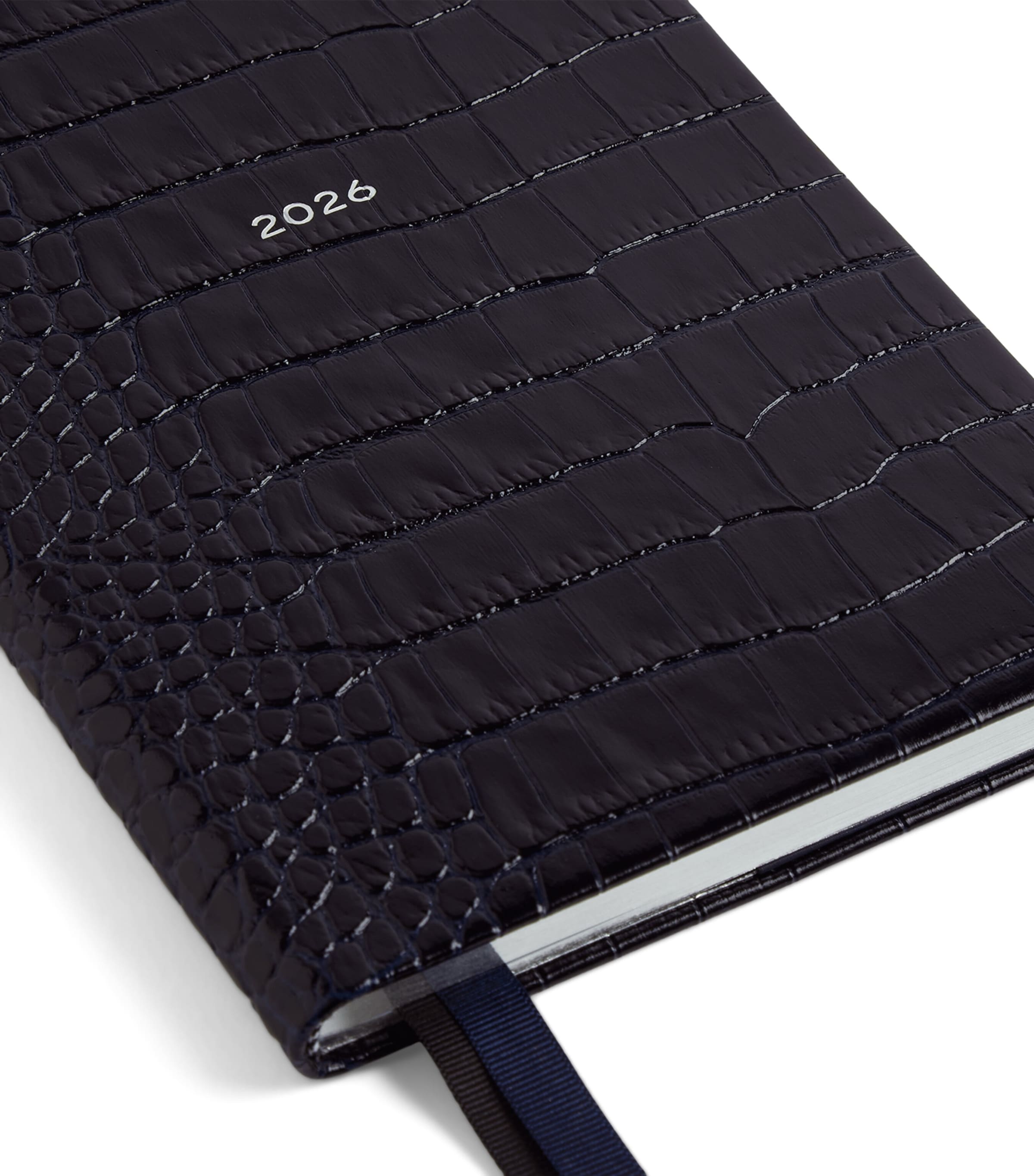 Mara Leather Croc-Embossed A5 Soho Diary 2026 NAVY Image 5