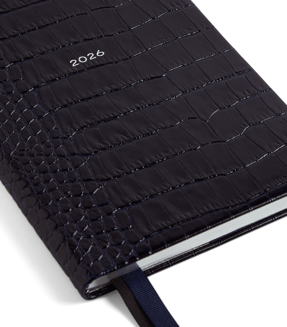 Croc-Embossed Mara Leather A5 Soho Diary 2026 NAVY Image 5