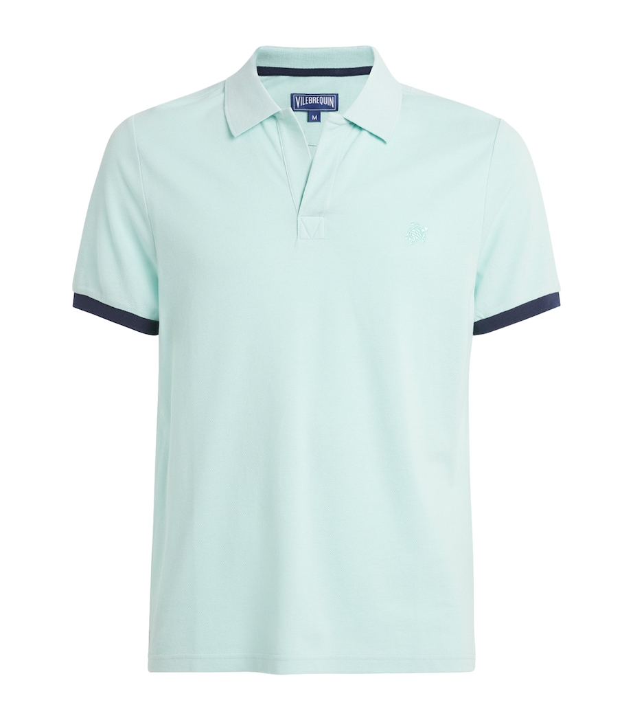 Vilebrequin Mens Organic Cotton Palatin Polo Shirt Pacific Image 1