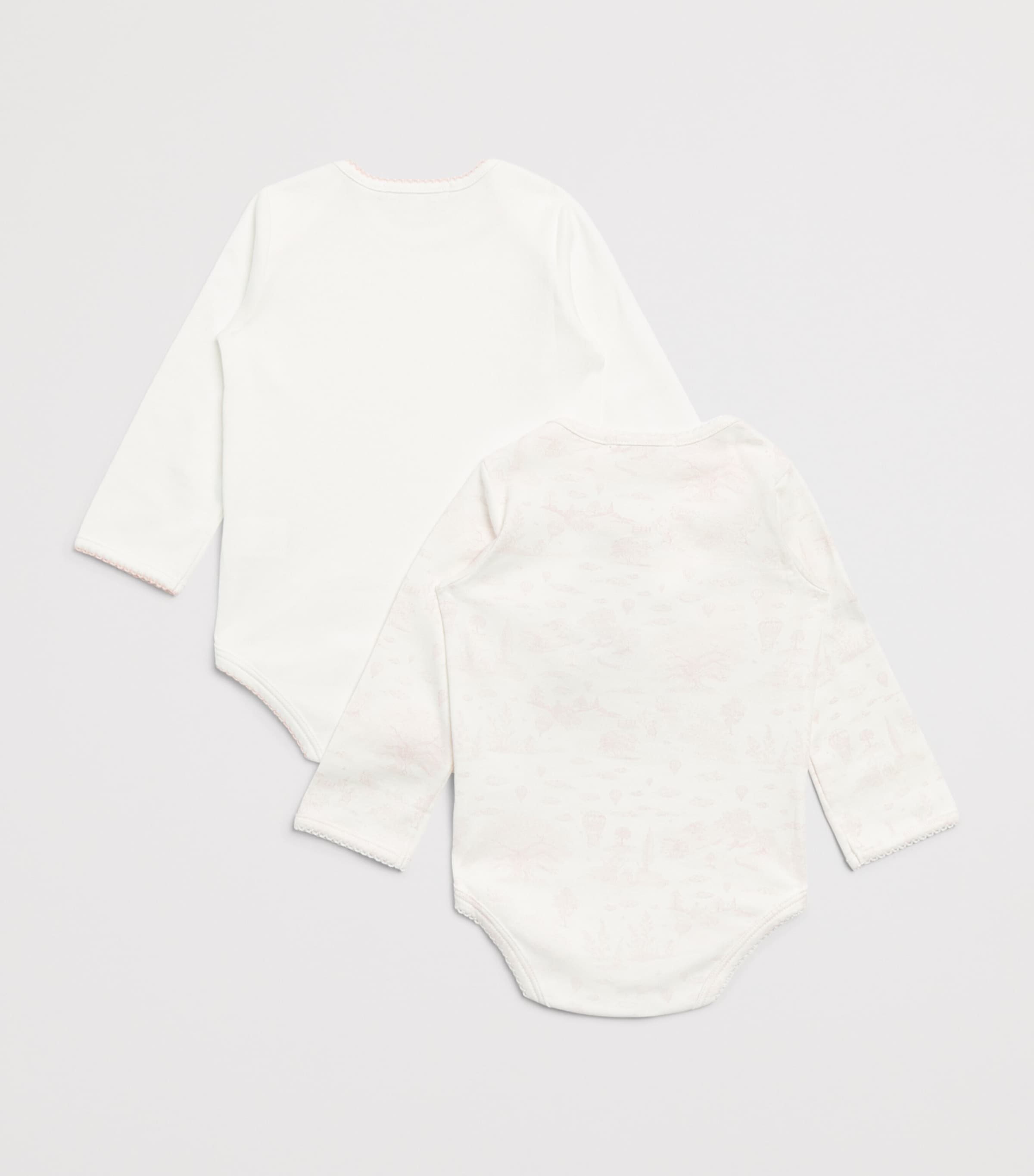 Marie-Chantal Set of 2 Cotton Toile de Jouy Dusty Bodysuits (0-18 Months) Mc Pink Image 2