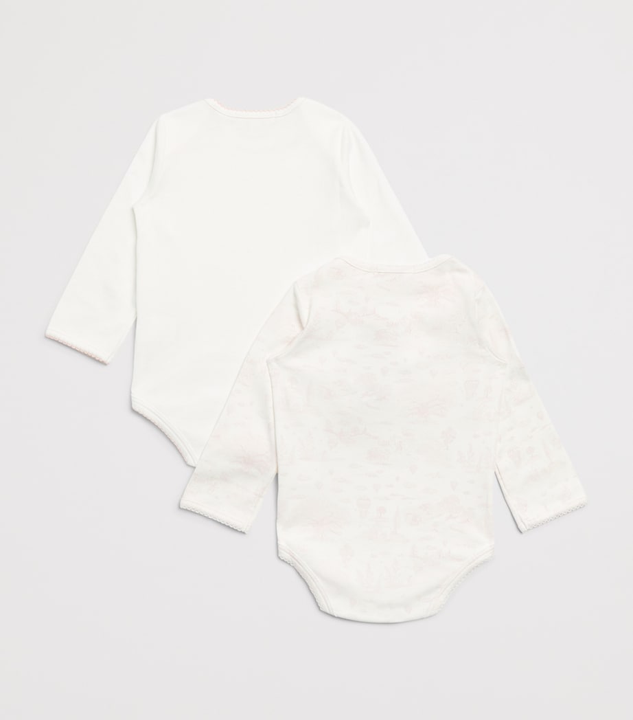Marie-Chantal Set of 2 Cotton Toile de Jouy Dusty Bodysuits (0-18 Months) Mc Pink Image 2