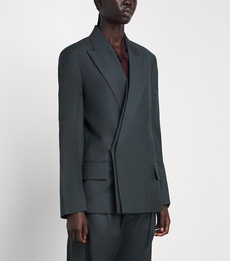 Victoria Beckham Womens Wool Layered Blazer Green Image 4