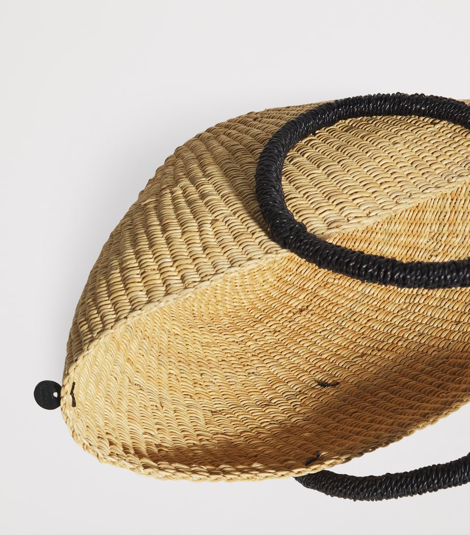 Mini Straw Lune Tote Bag NATRAL BLACK BLACK B Image 3