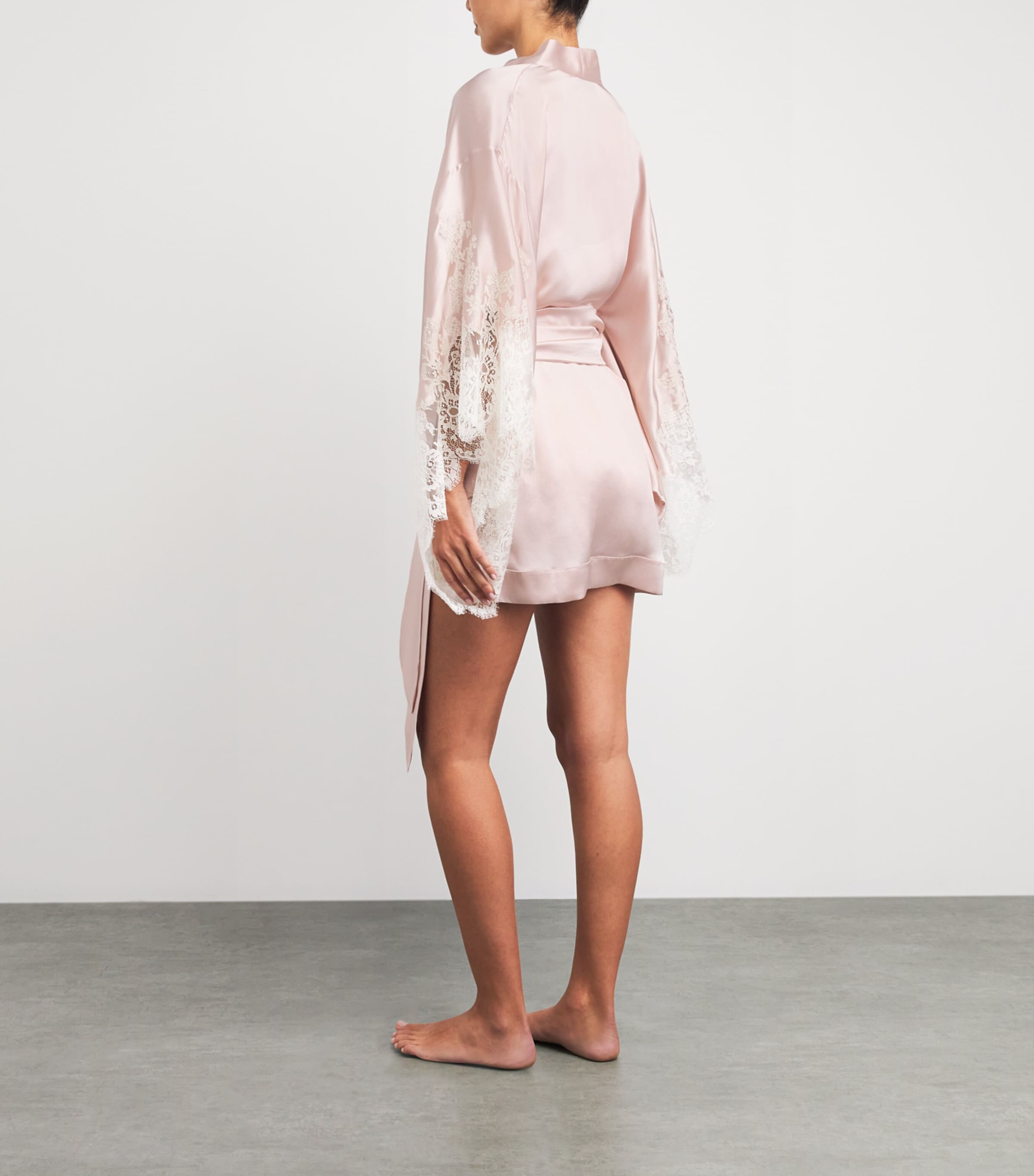 Carine Gilson Womens Silk Lace-Trim Julia Kimono Silverpink/naturel Image 5