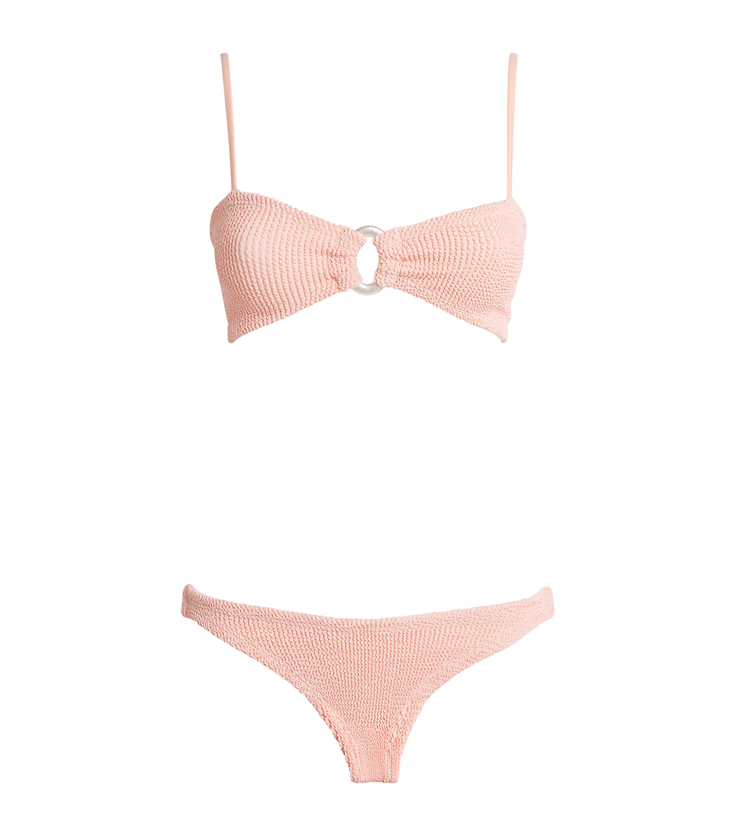 ビキニ Hunza G MISTY BIKINI PEARLY HOOP (BMISTYPRL LLICMINT) Hunza G Misty Pearly Hoop Bikini in Metallic Mint | REVOLVE