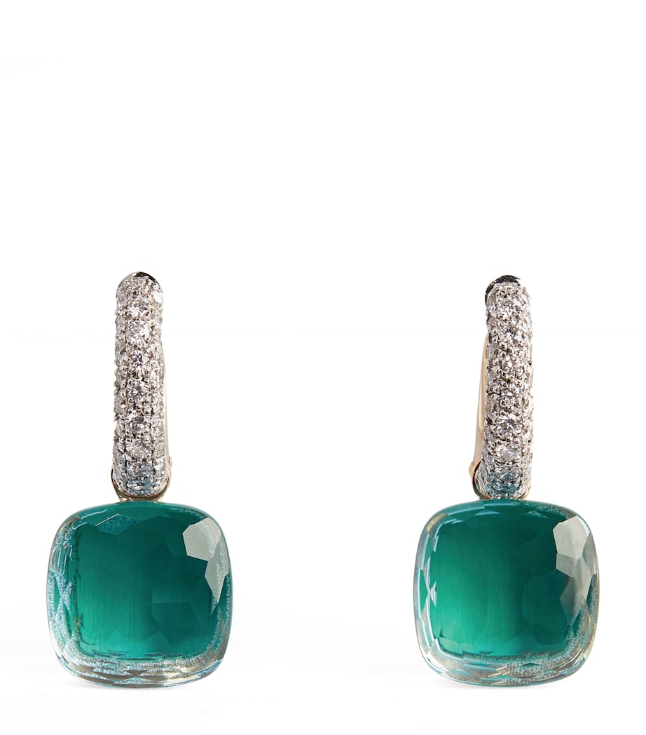 White Gold, Diamond, Blue Topaz and Agate Nudo Classic Drop Earrings B0YAV Image 1